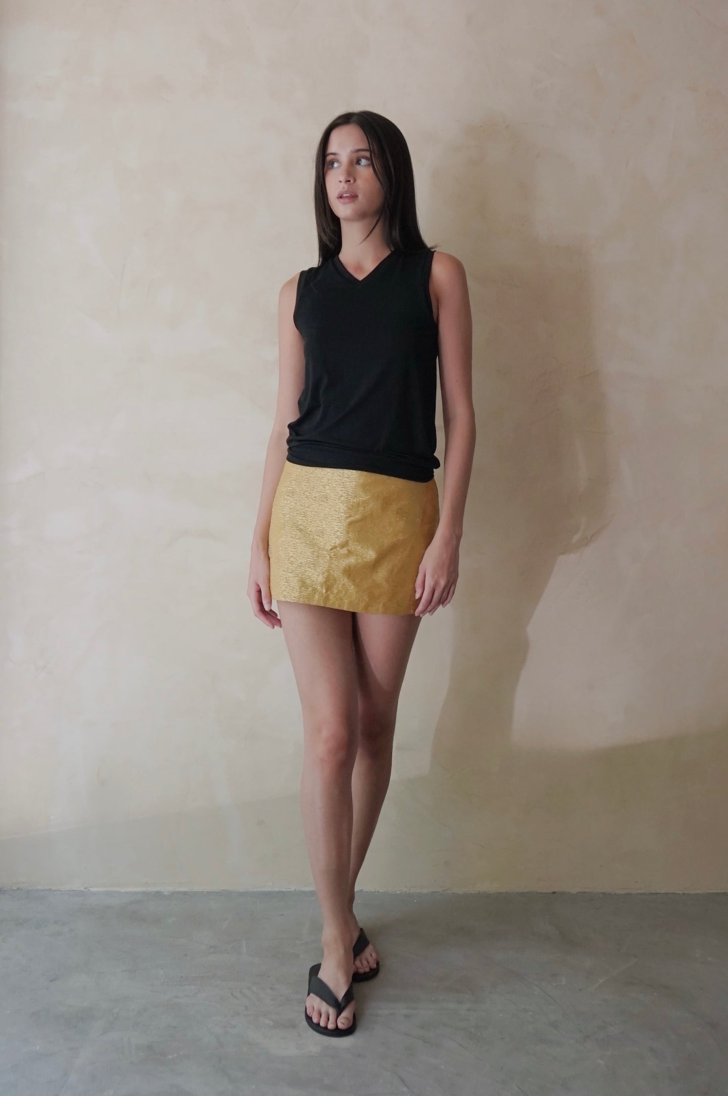 Gilded Mini Skirt Raw Silk