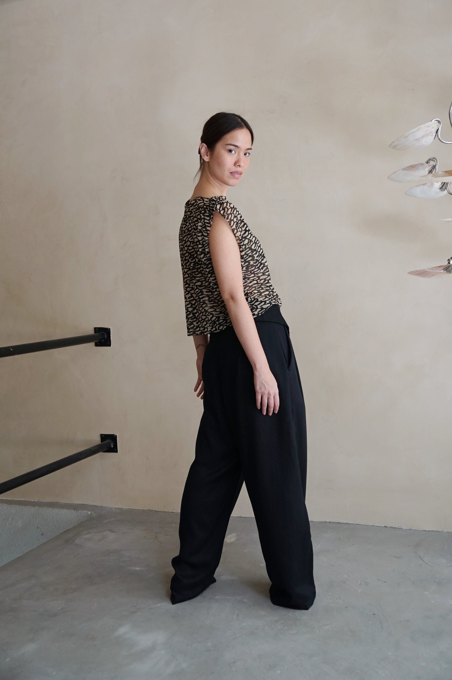 Foldover Pants Black