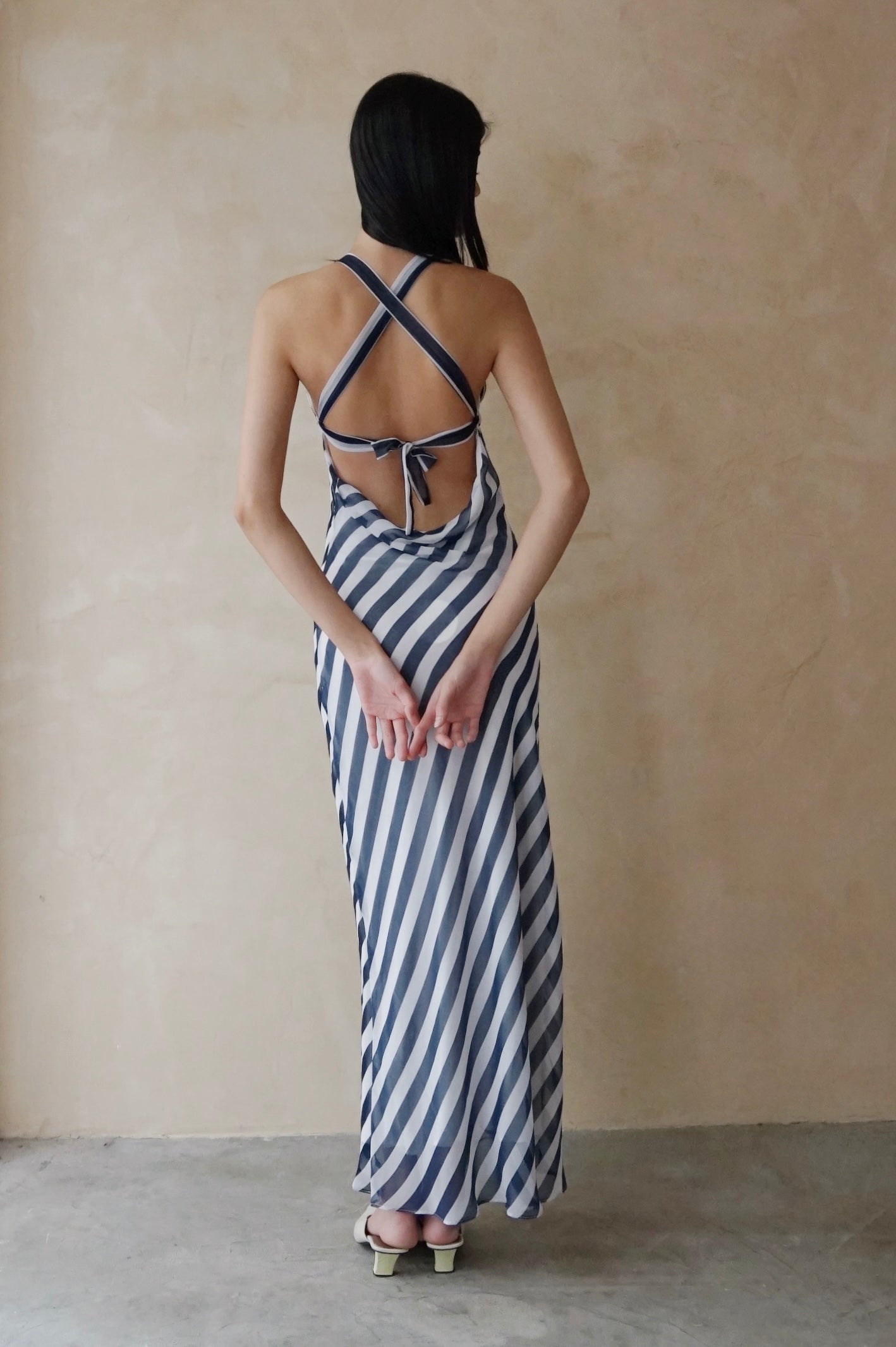 Clio Gown Navy Barcode