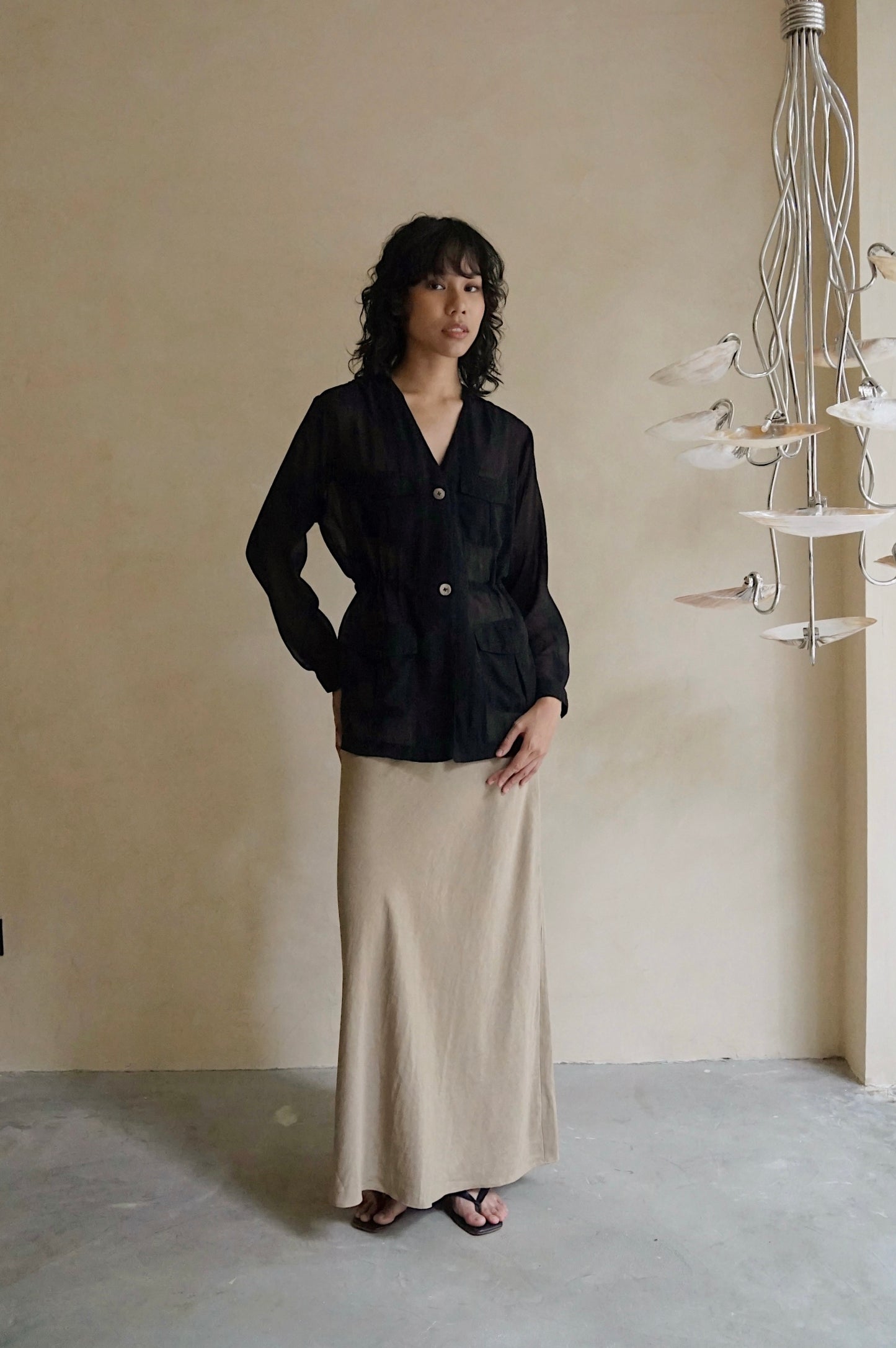 Safari Shirt Jacket Black Sheer