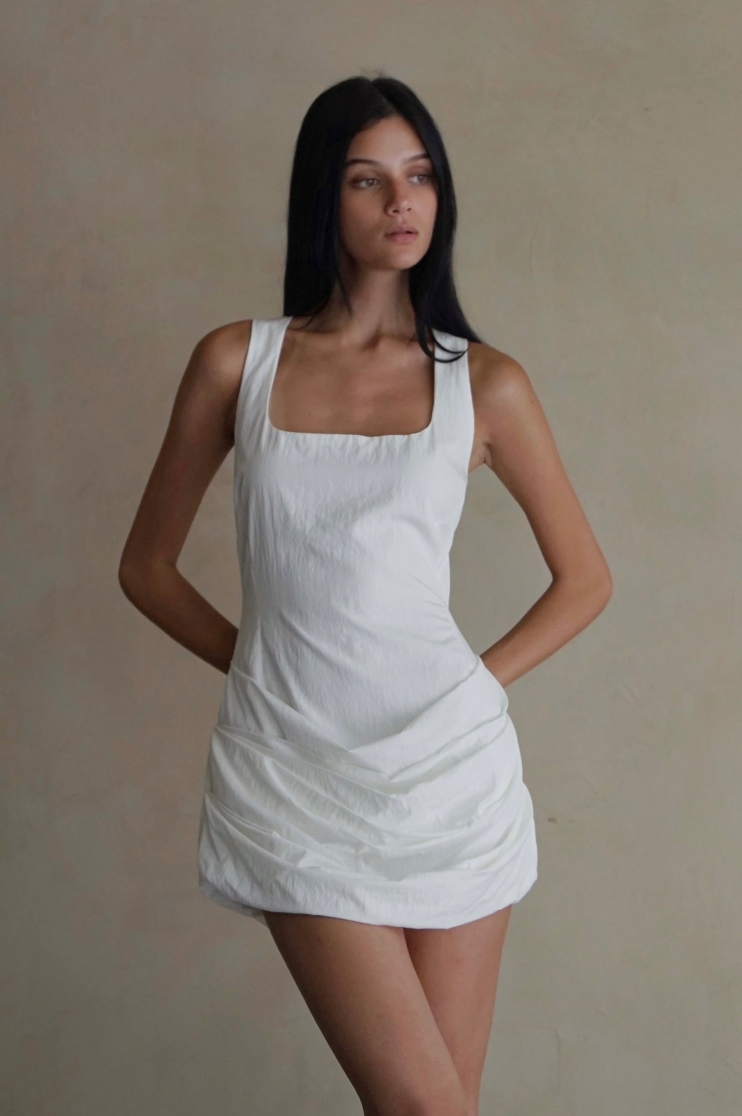 Cascade Mini Dress White
