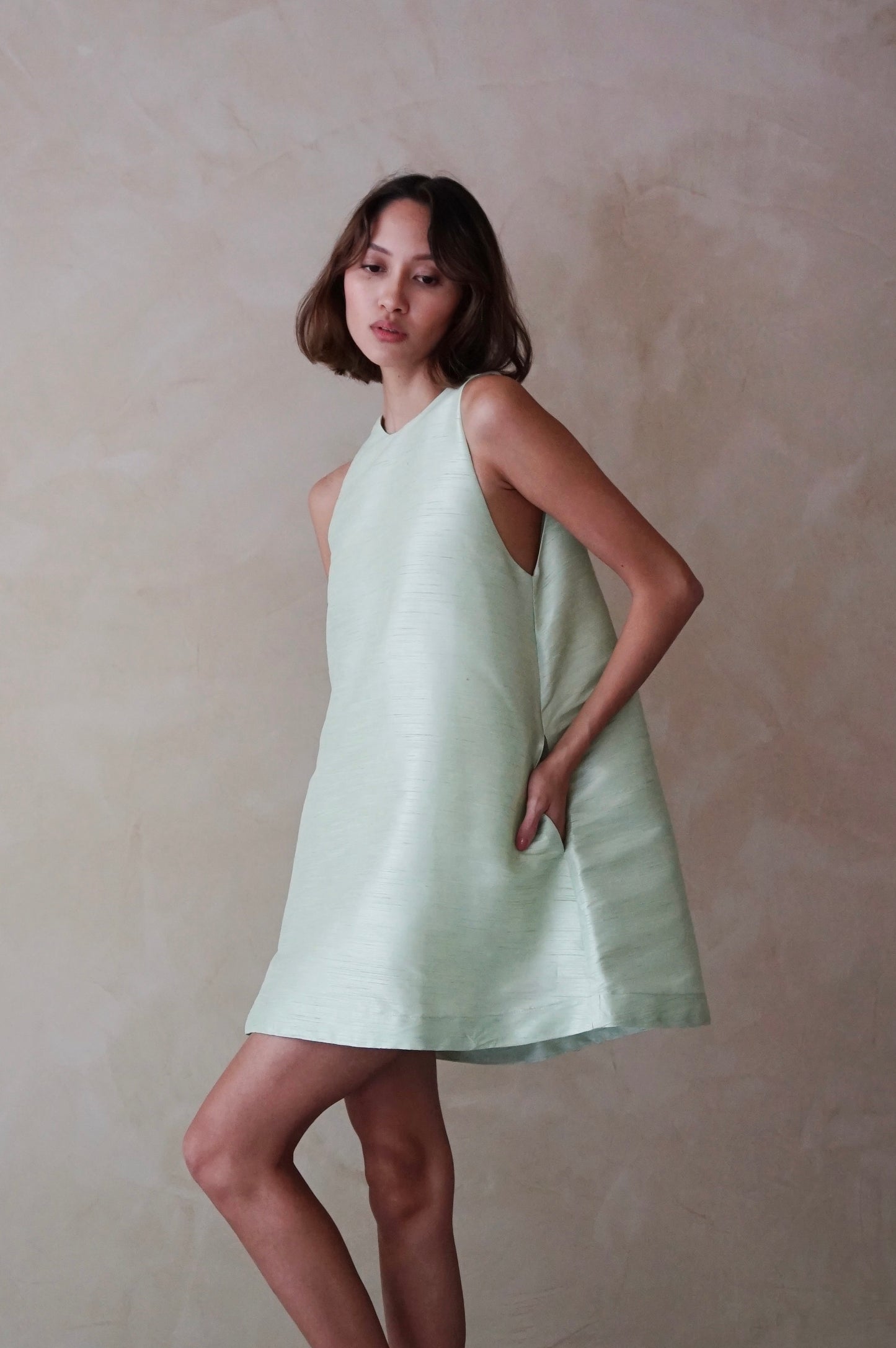 Swing Dress Melon Piña Silk