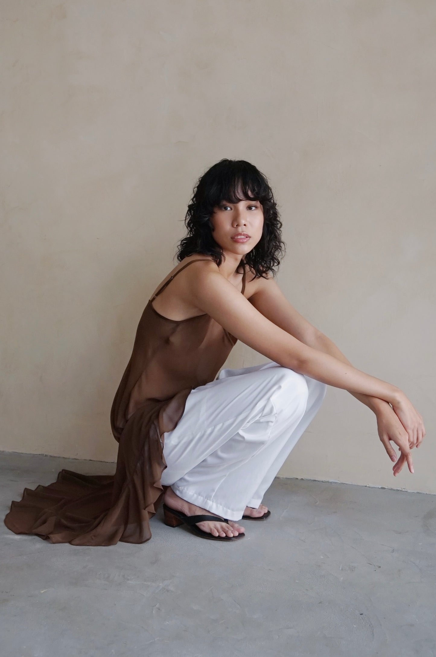Murina Sheer Slip Dress Narra