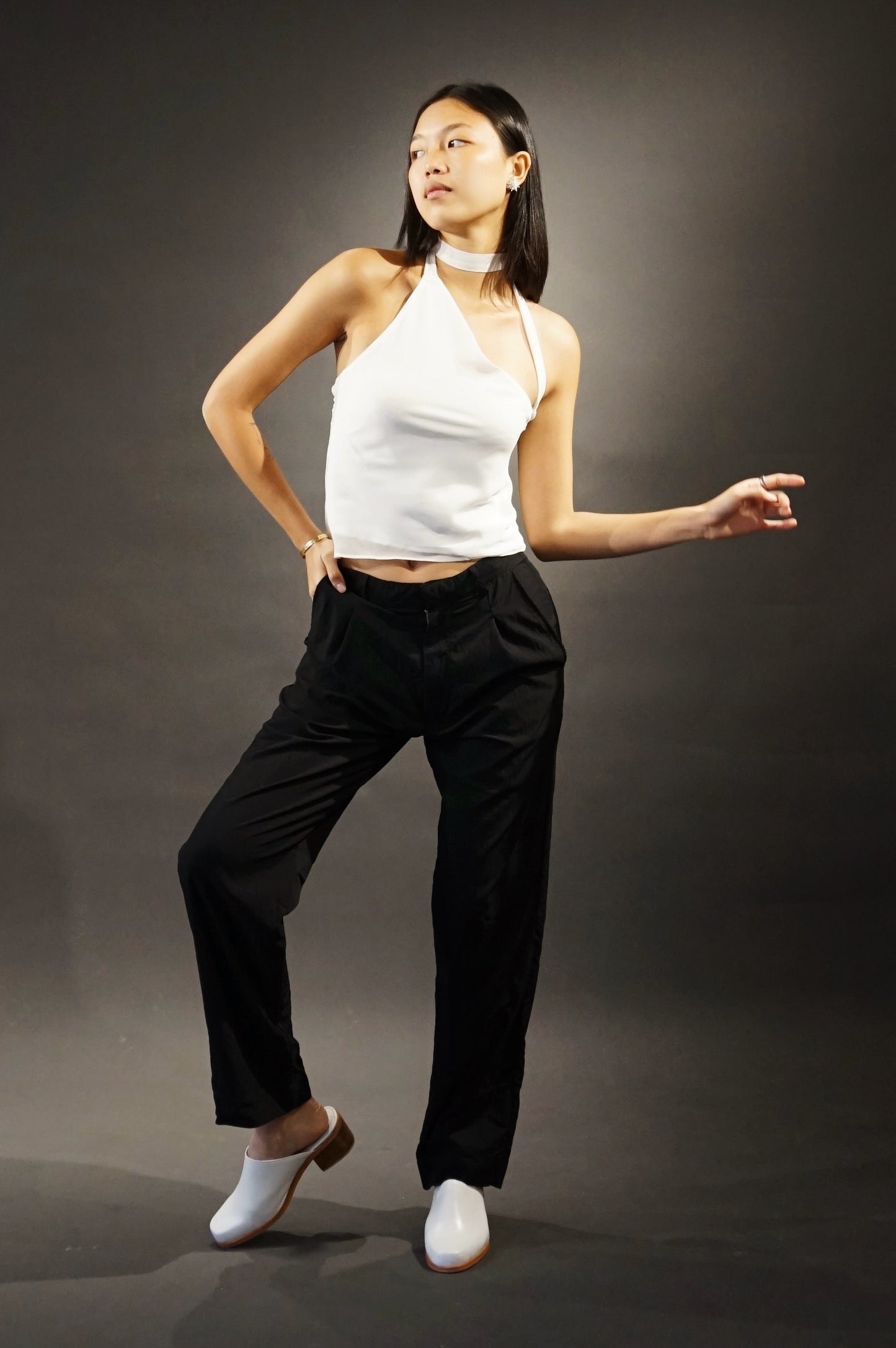 Oblique Top Chiffon White