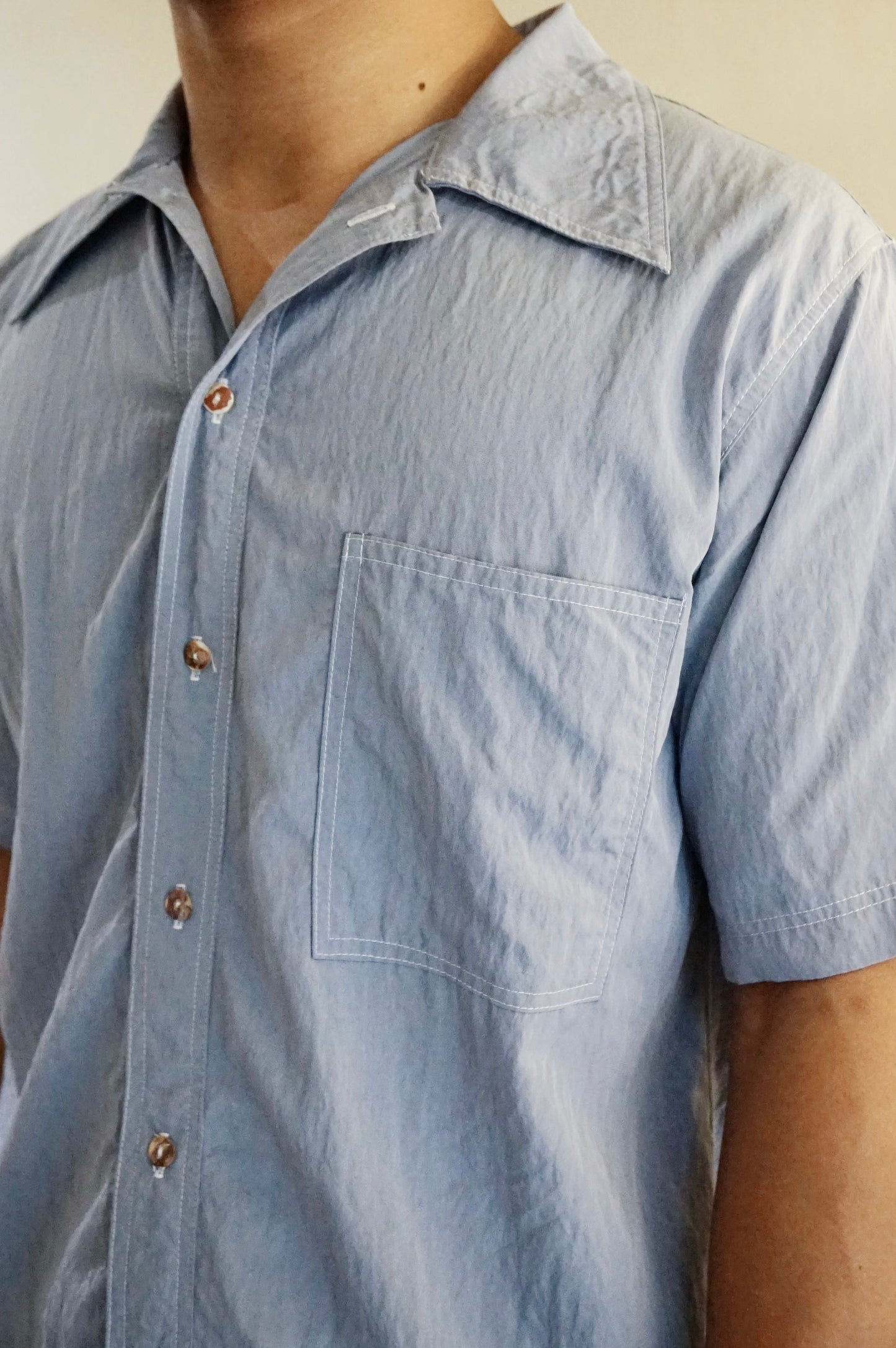 Contrast Stitch Shirt Cerulean