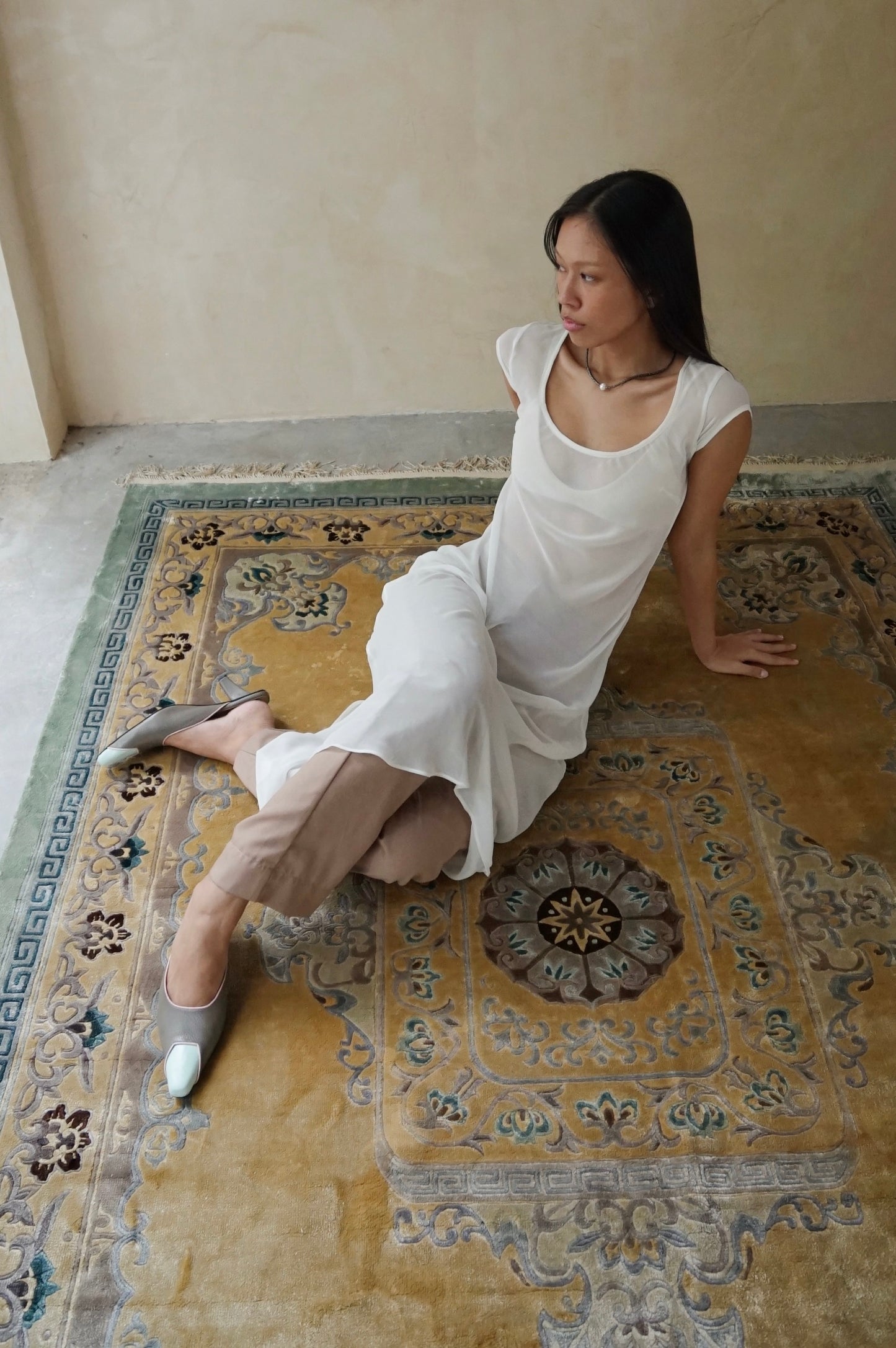 Cap Sleeve Veil Dress White