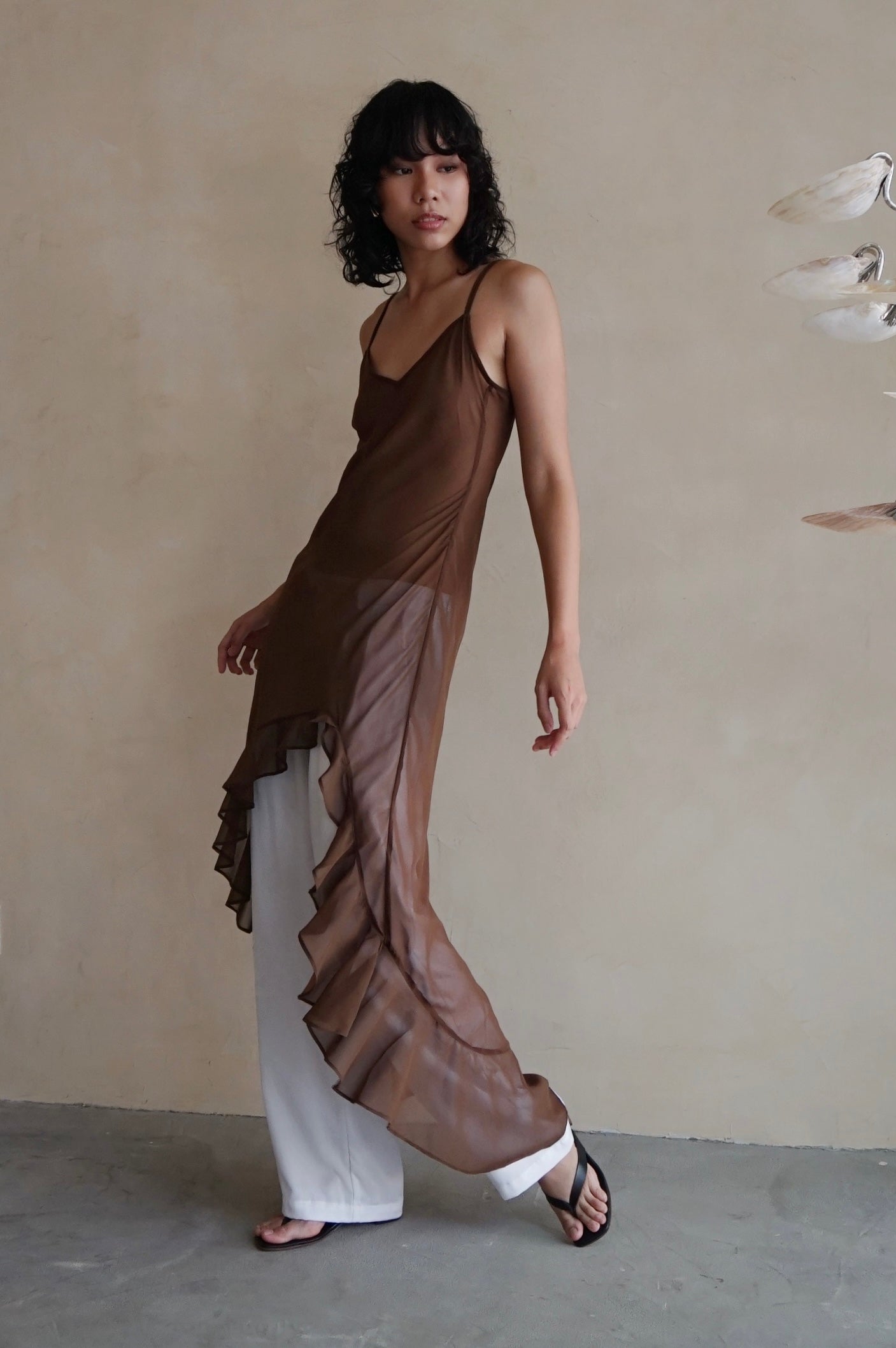 Murina Sheer Slip Dress Narra