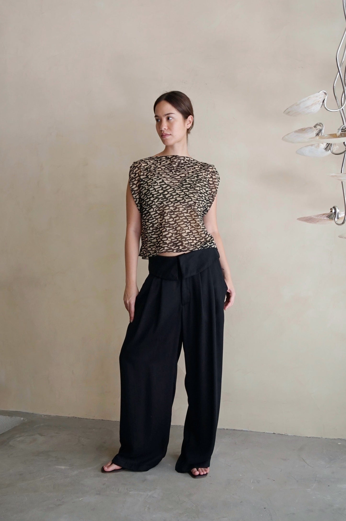 Foldover Pants Black