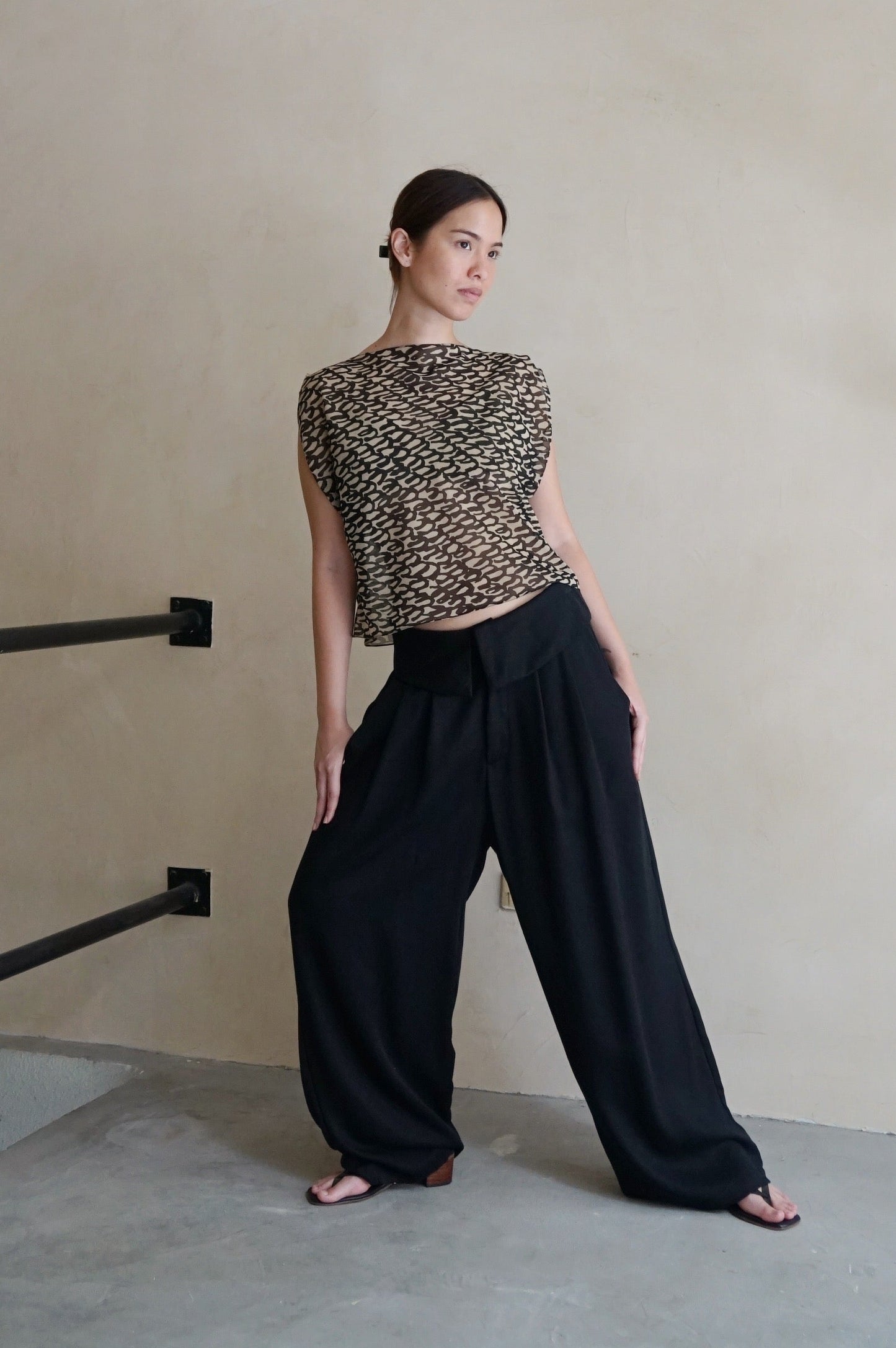 Foldover Pants Black