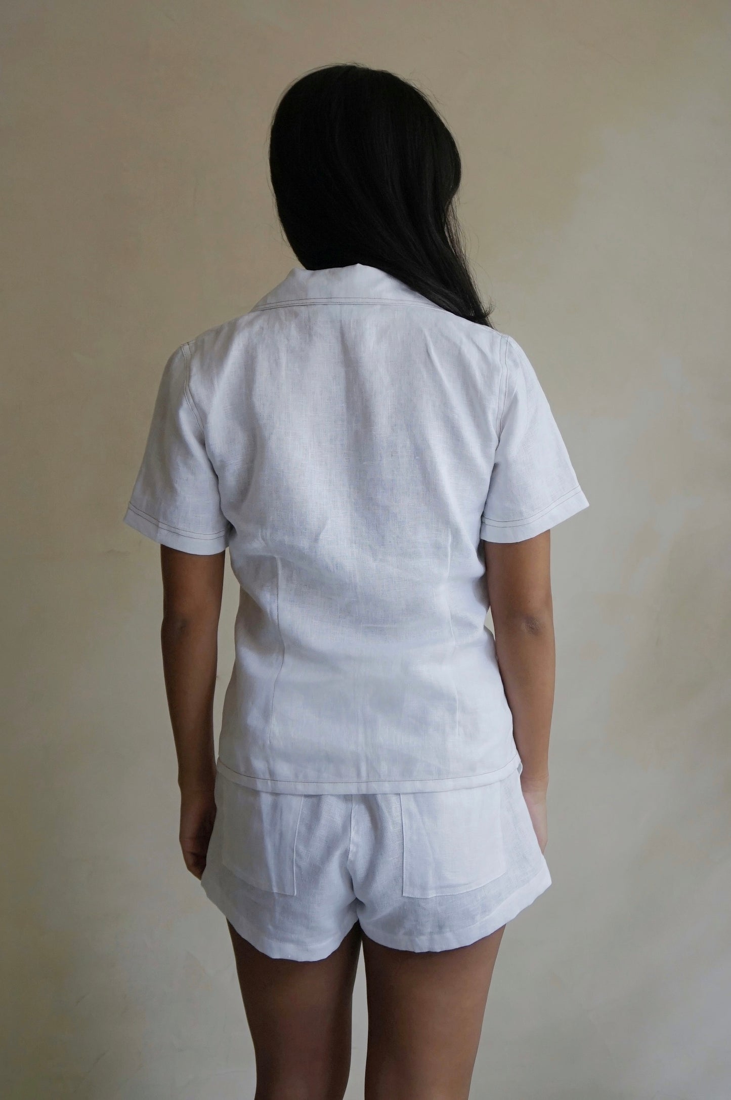 Women's Contrast Stitch Shirt White