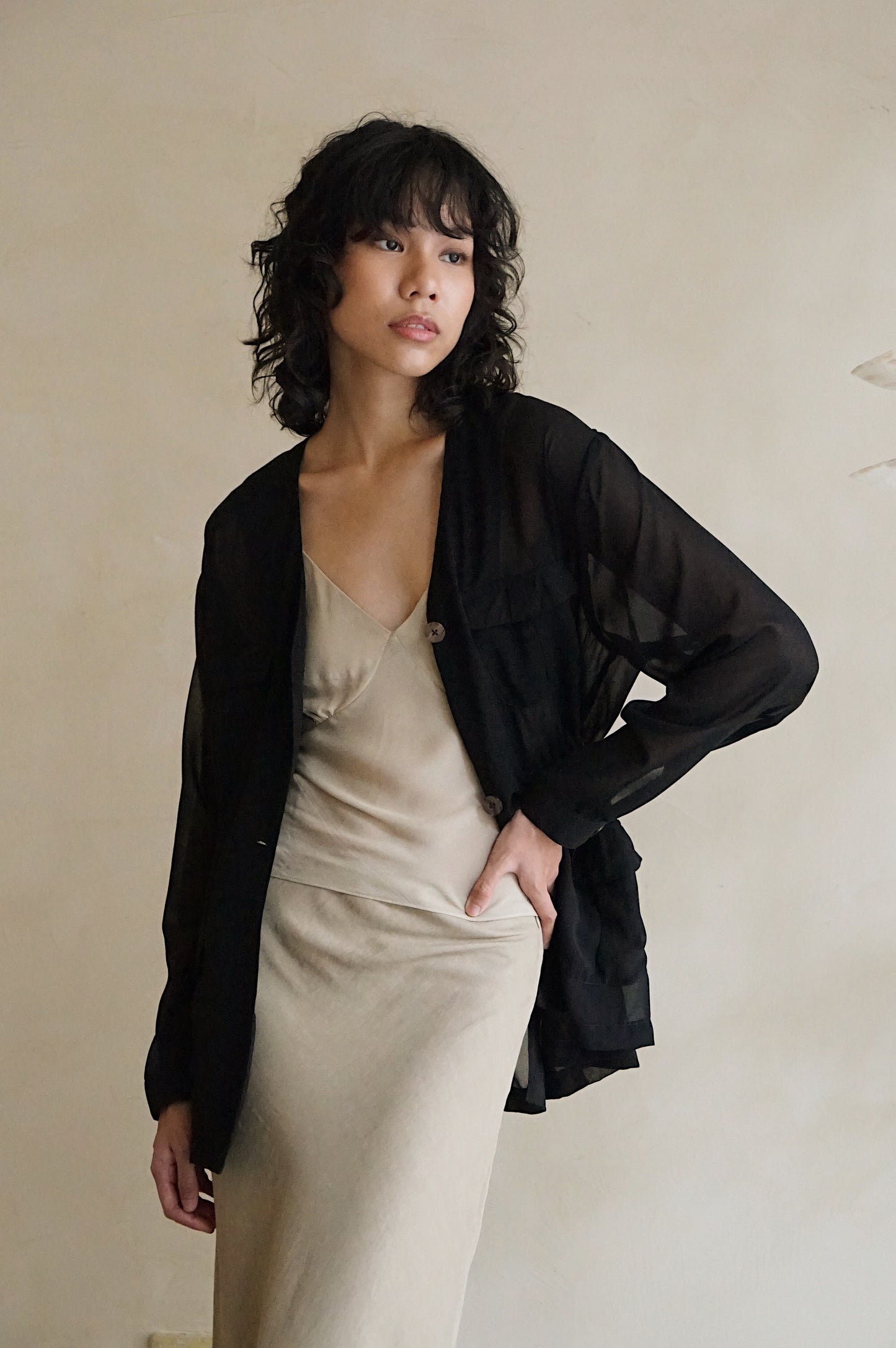 Safari Shirt Jacket Black Sheer
