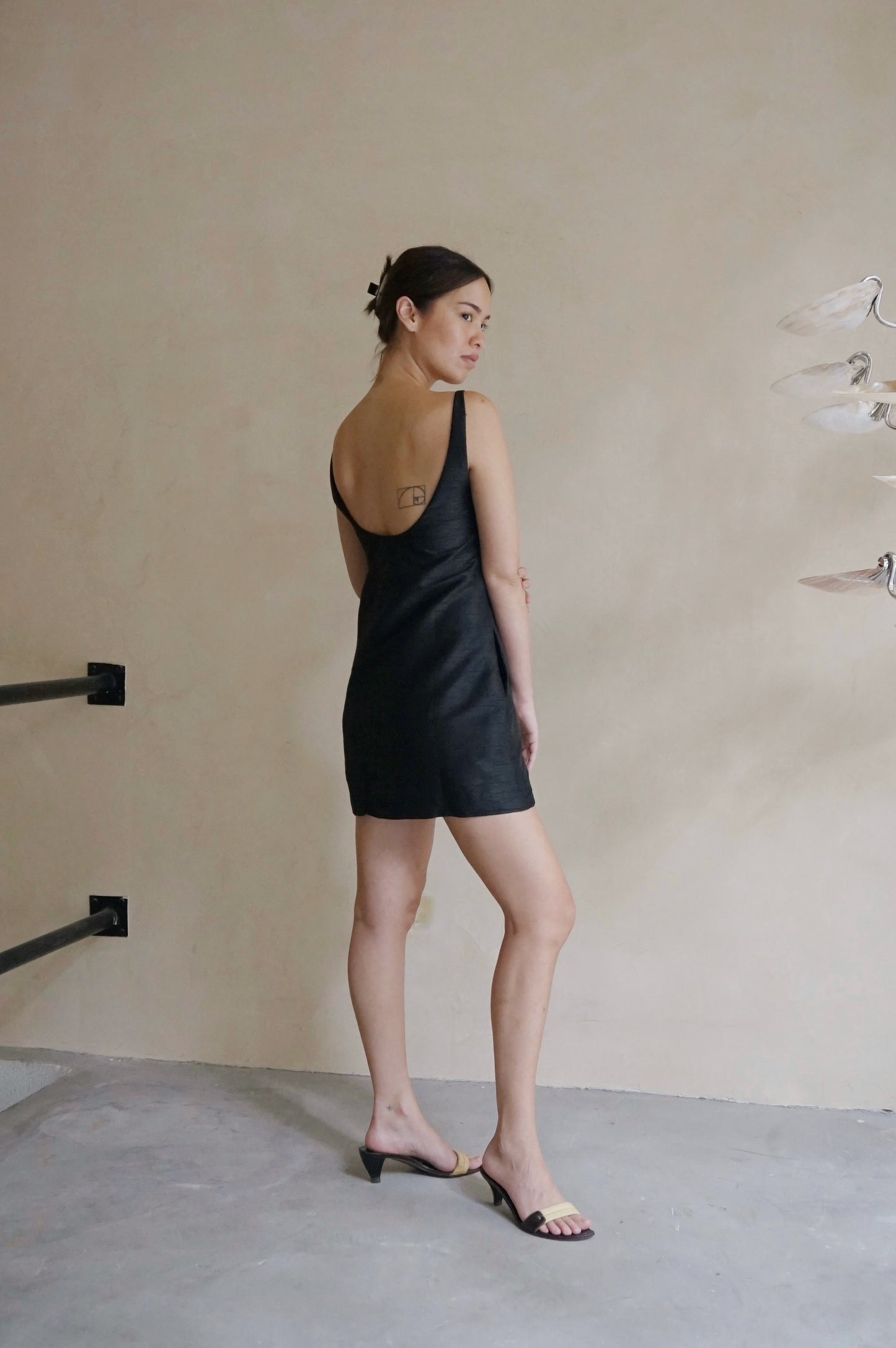 Alba Mini Dress Black Piña Taffeta