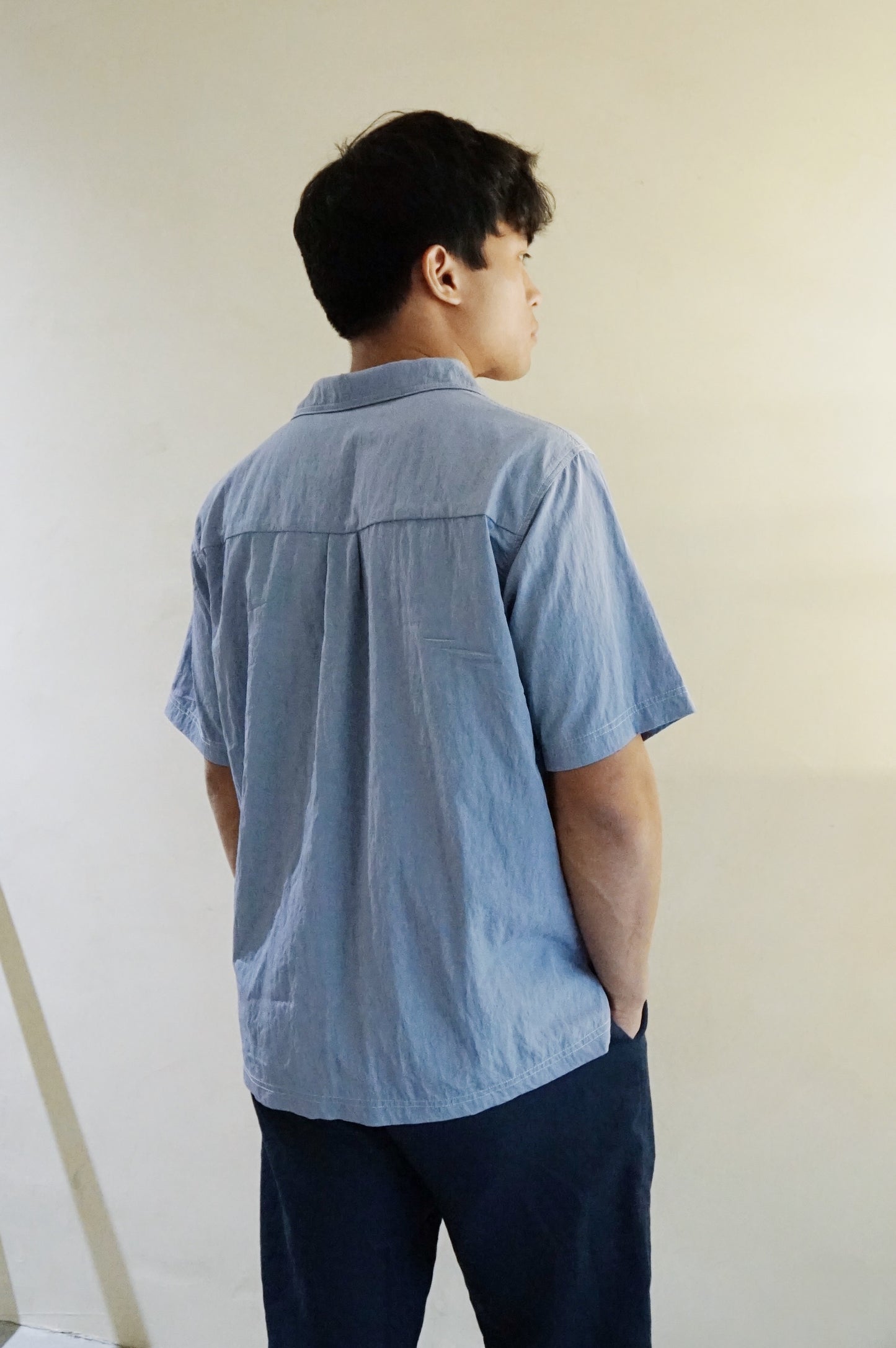 Contrast Stitch Shirt Cerulean