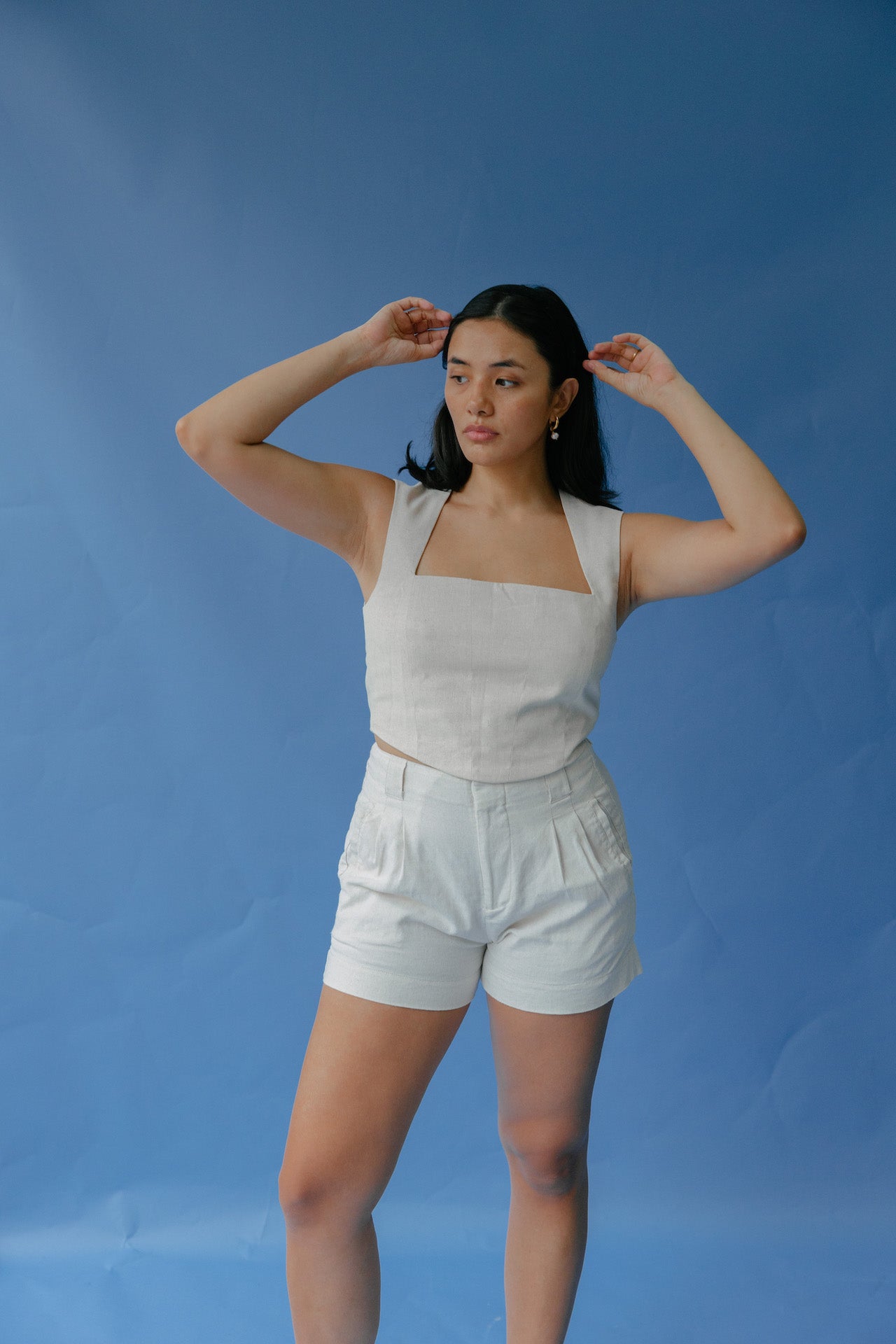 Pleated Shorts Stone
