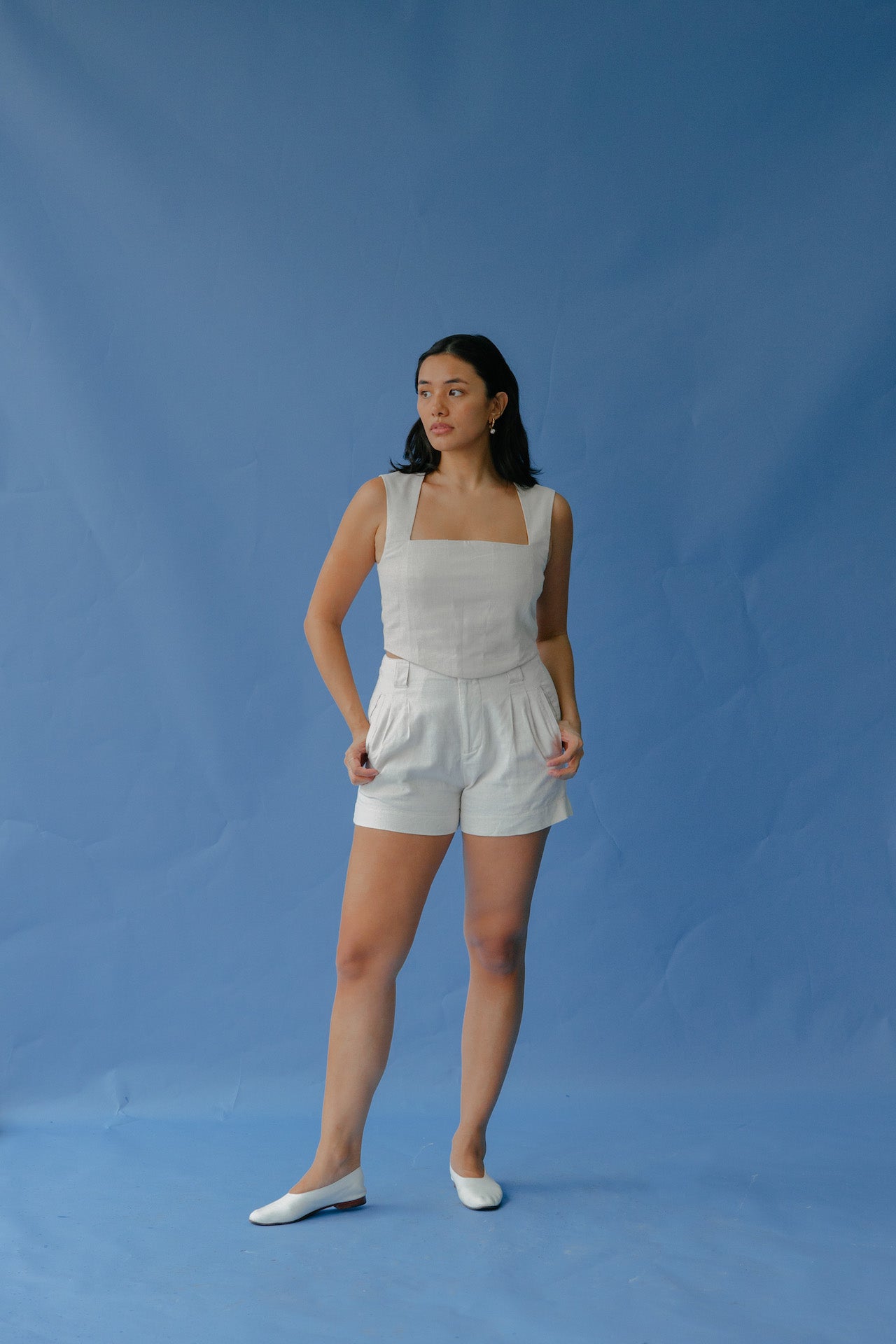 Pleated Shorts Stone