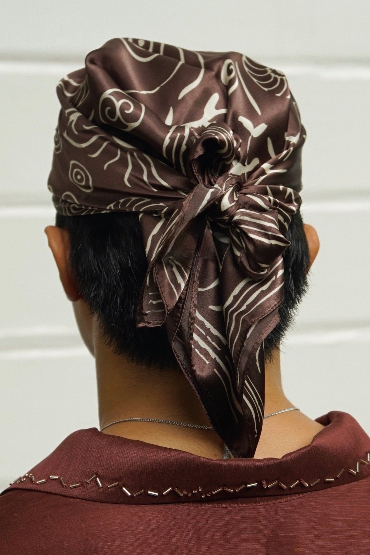 Sunscript Silk Scarf Umber