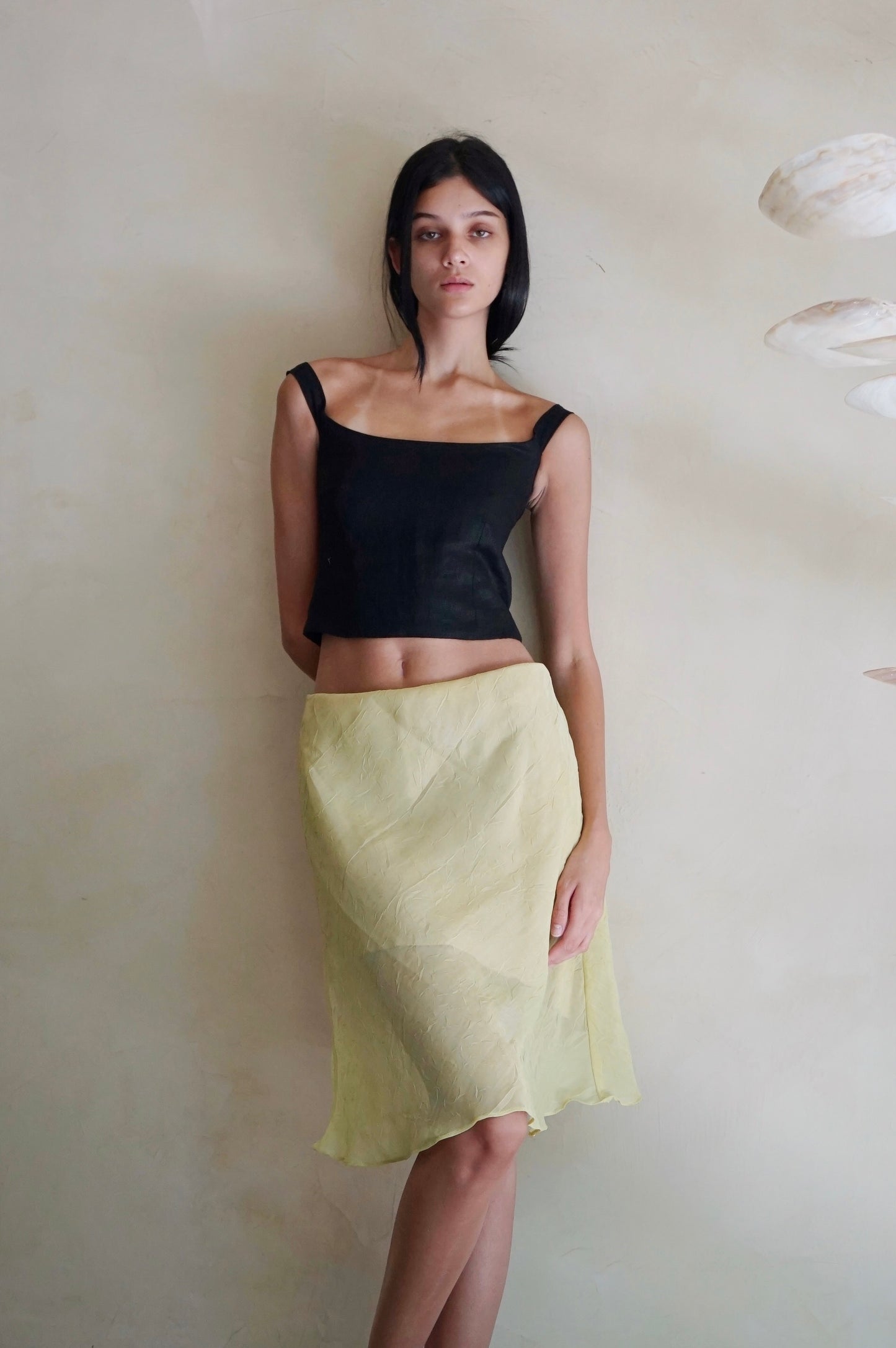 Oblique Mini Skirt Lettuce