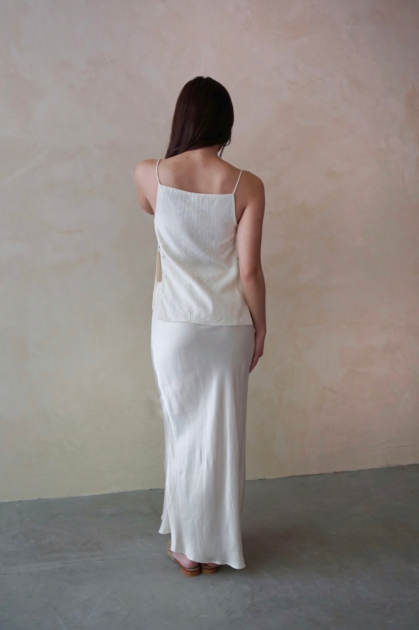 Bias Slip Skirt Pearl