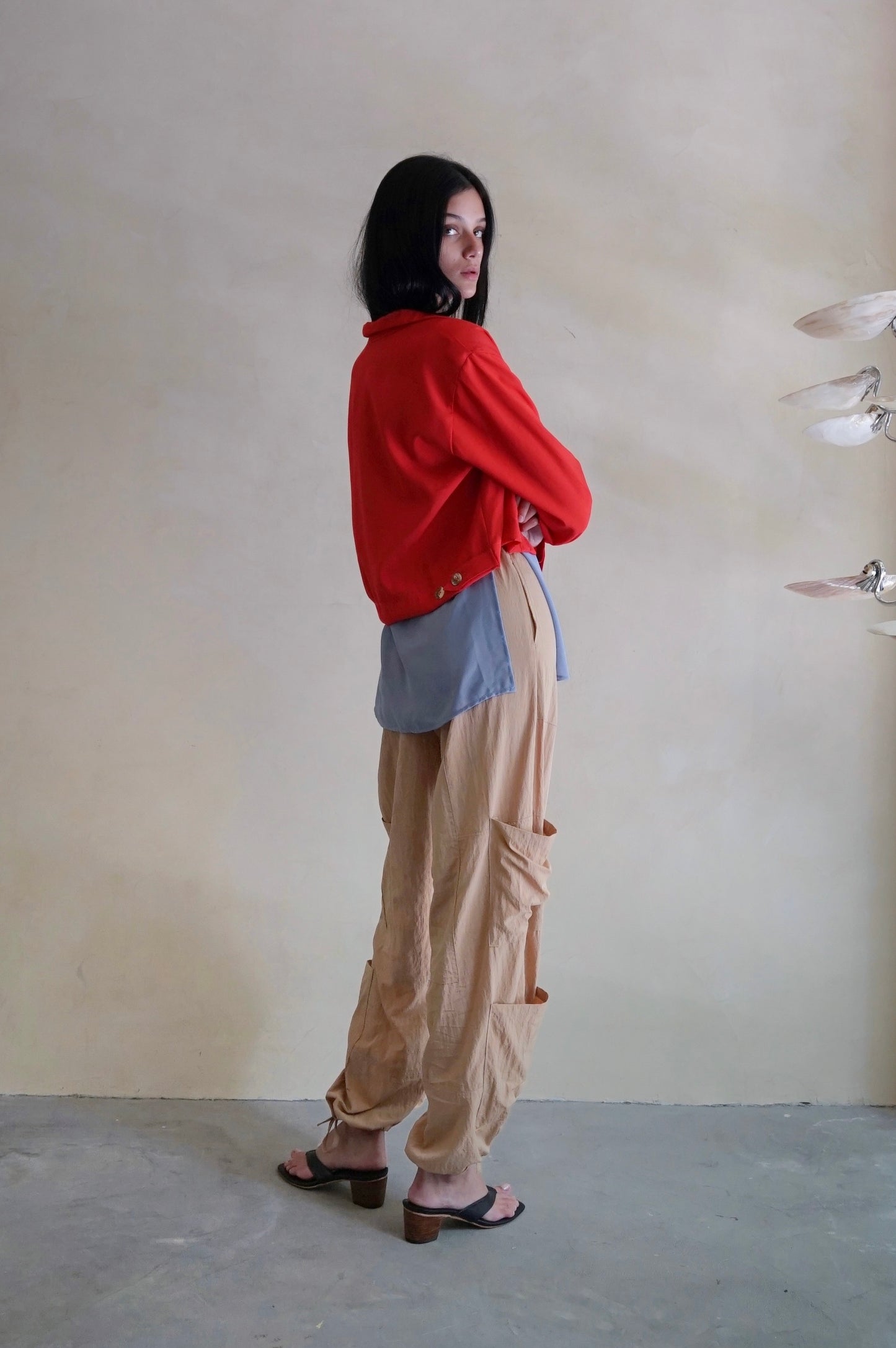 Cropped Work Shirt Jacket Chili