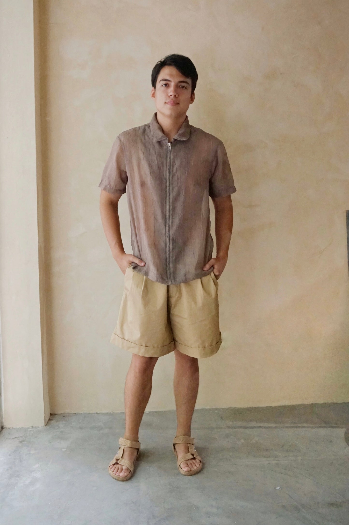 Zip Shirt Oak Crinkle