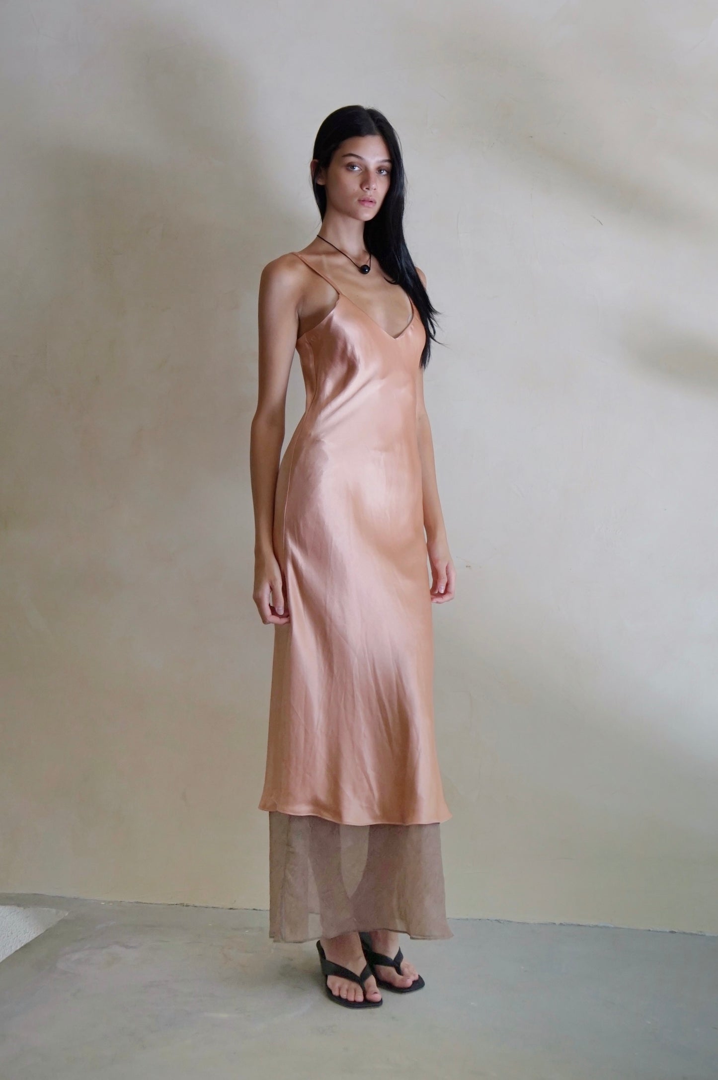 Bias Slip Skirt Sheer Oak