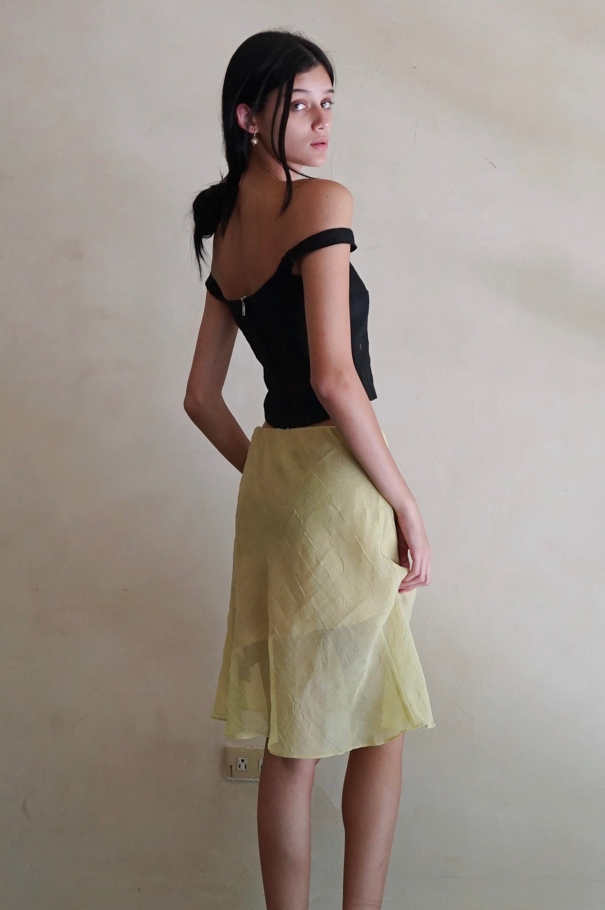 Oblique Mini Skirt Lettuce