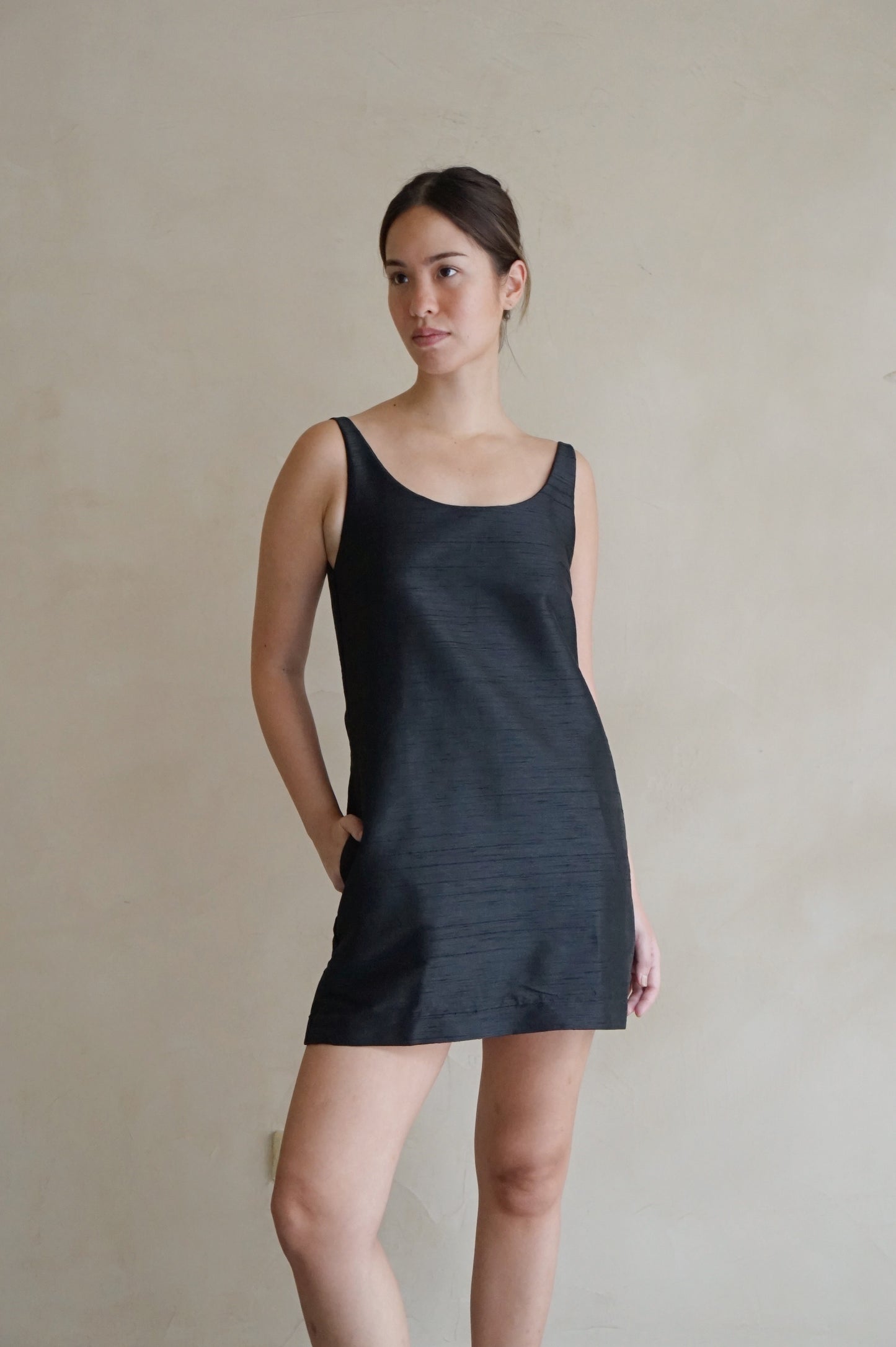 Alba Mini Dress Black Piña Taffeta
