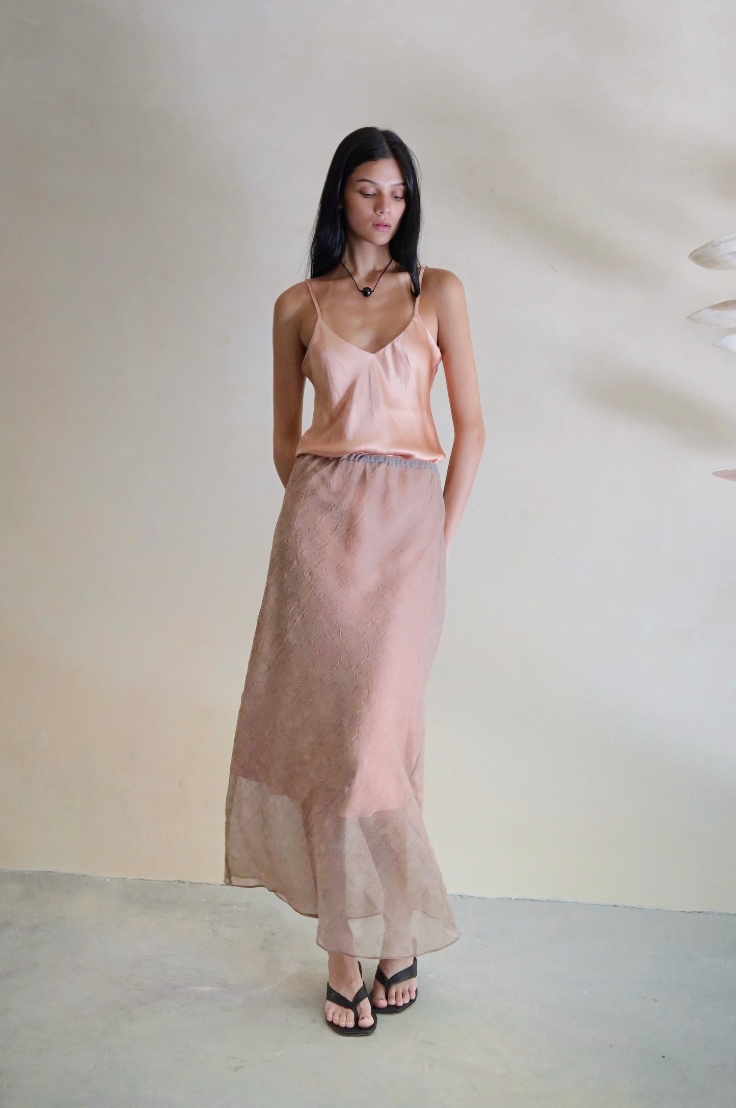 Bias Slip Skirt Sheer Oak