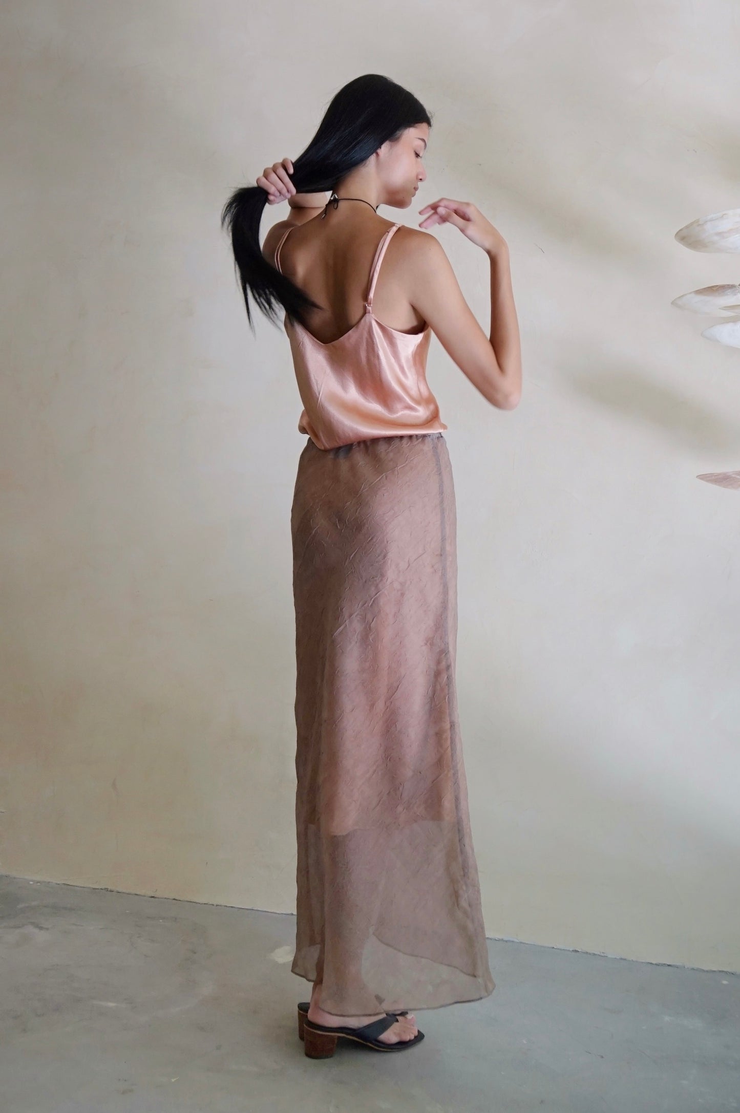 Bias Slip Skirt Sheer Oak