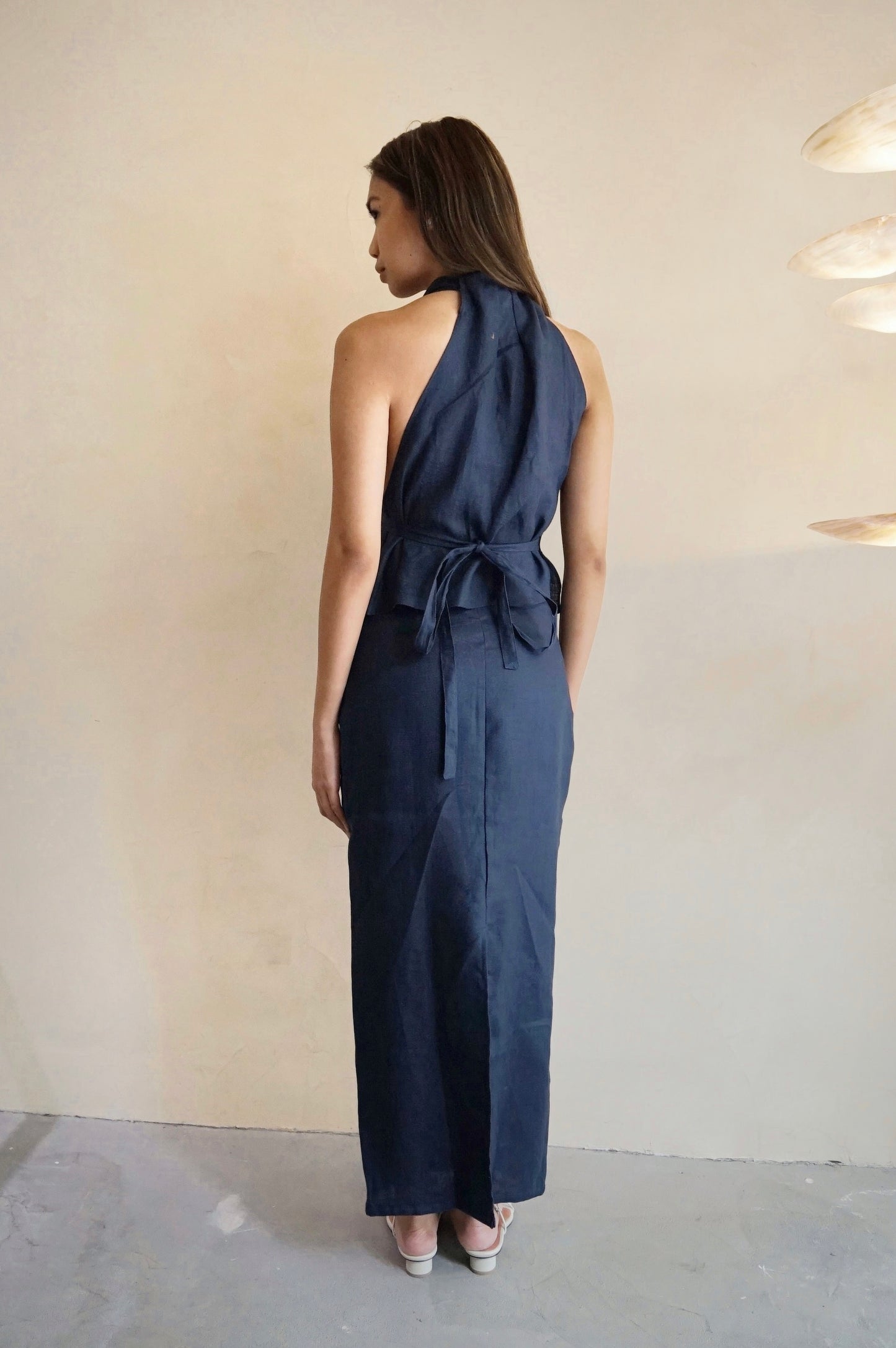 Pencil Skirt Navy Linen