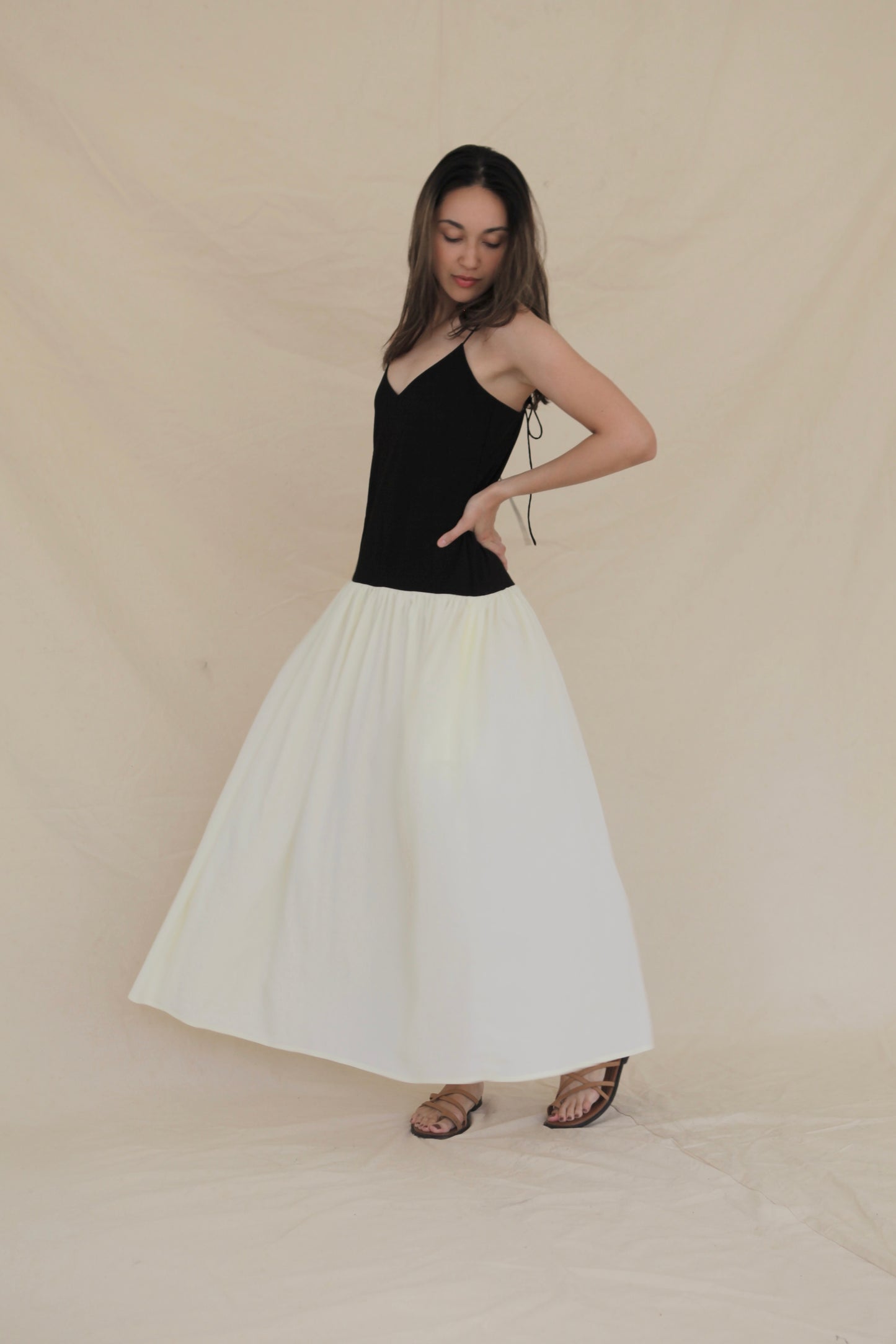 Contrast Drop Waist Bias Maxi