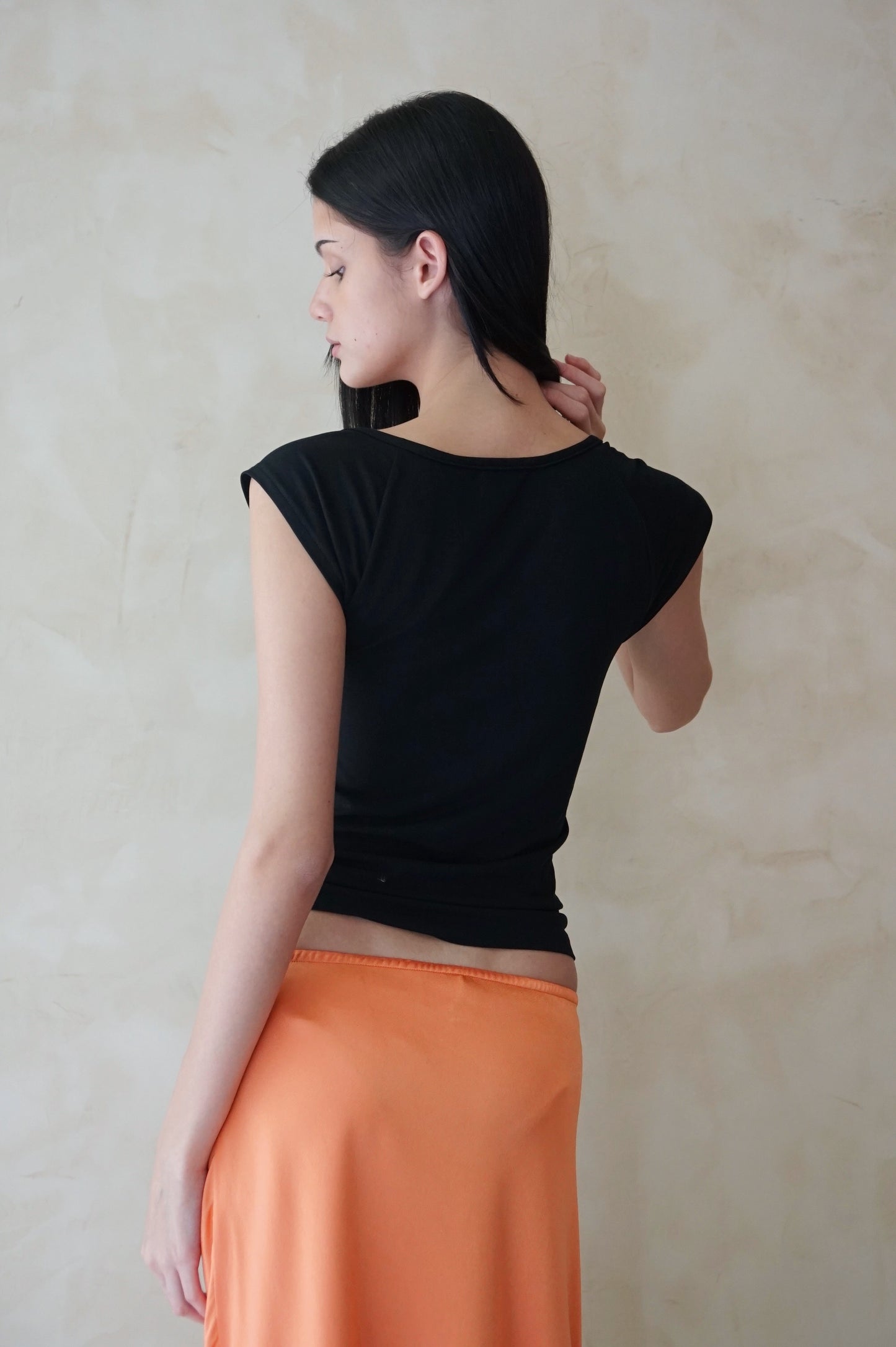 Ruche Raglan Top Black
