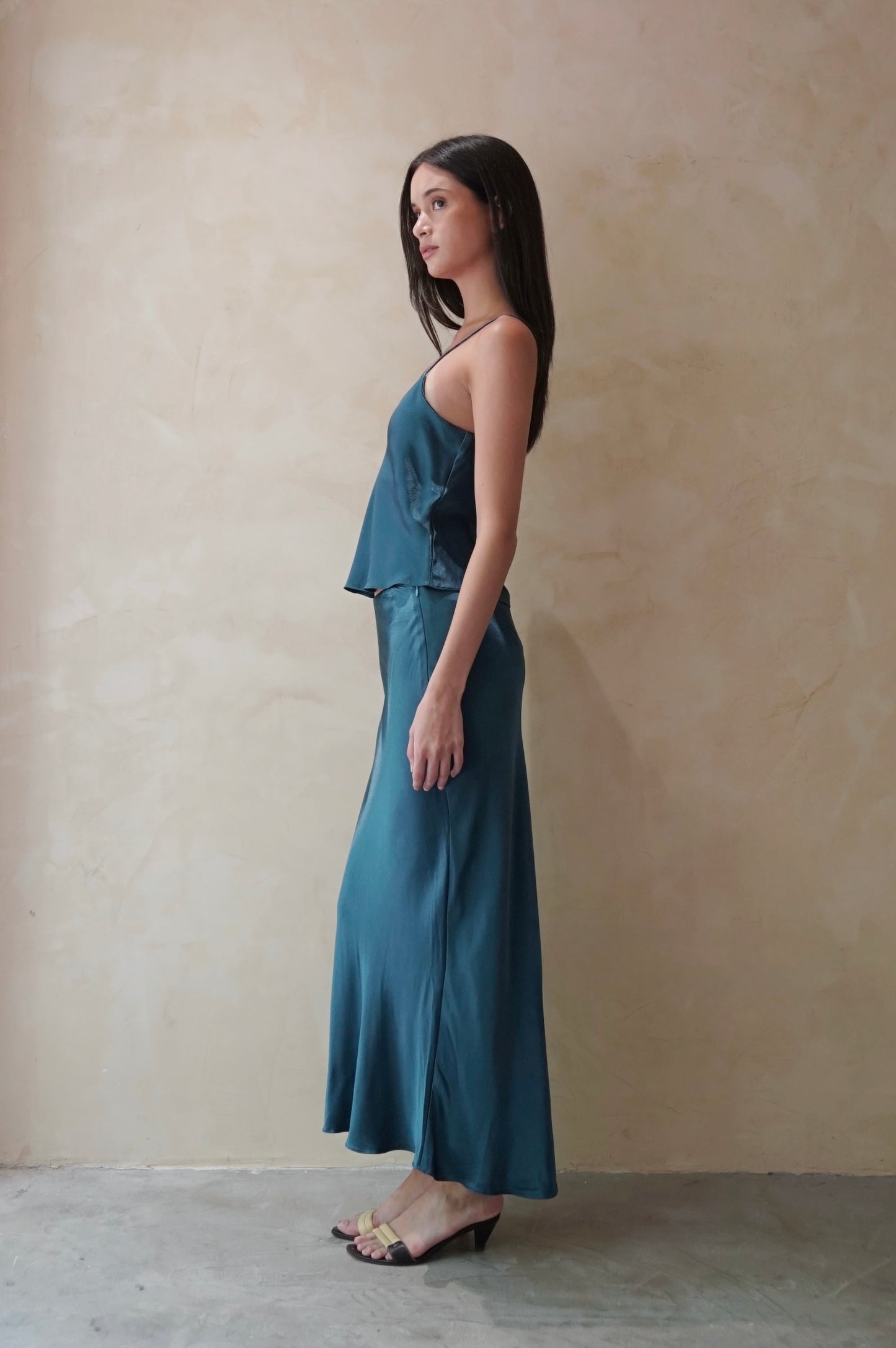 Bias Slip Skirt Mineral Blue