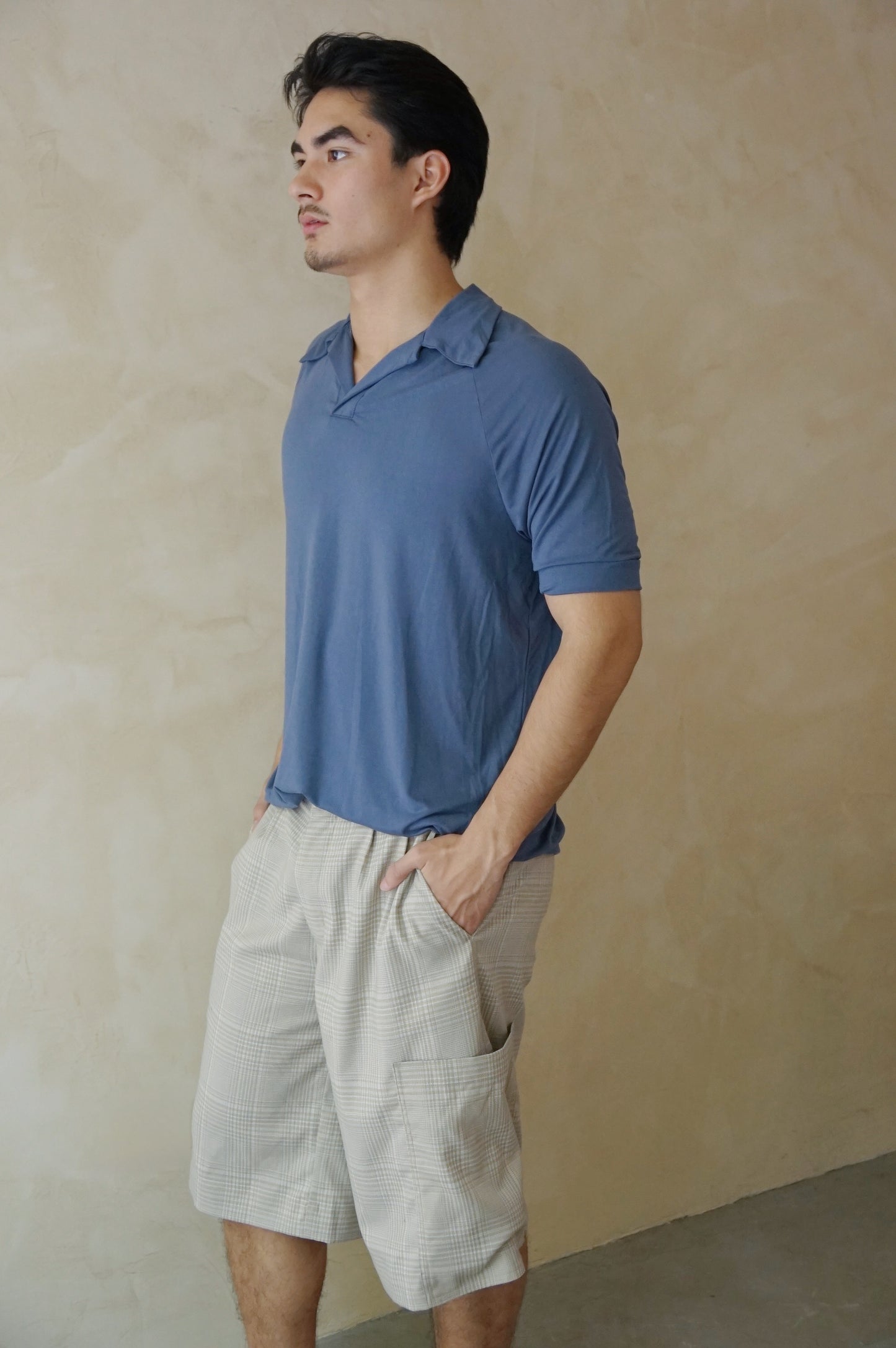Raglan Polo Steel Blue