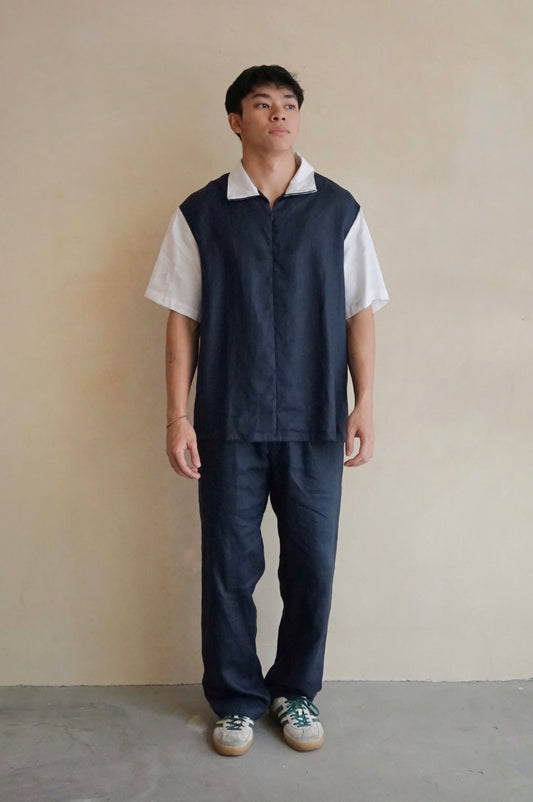 Remi Unisex Pants Linen Navy