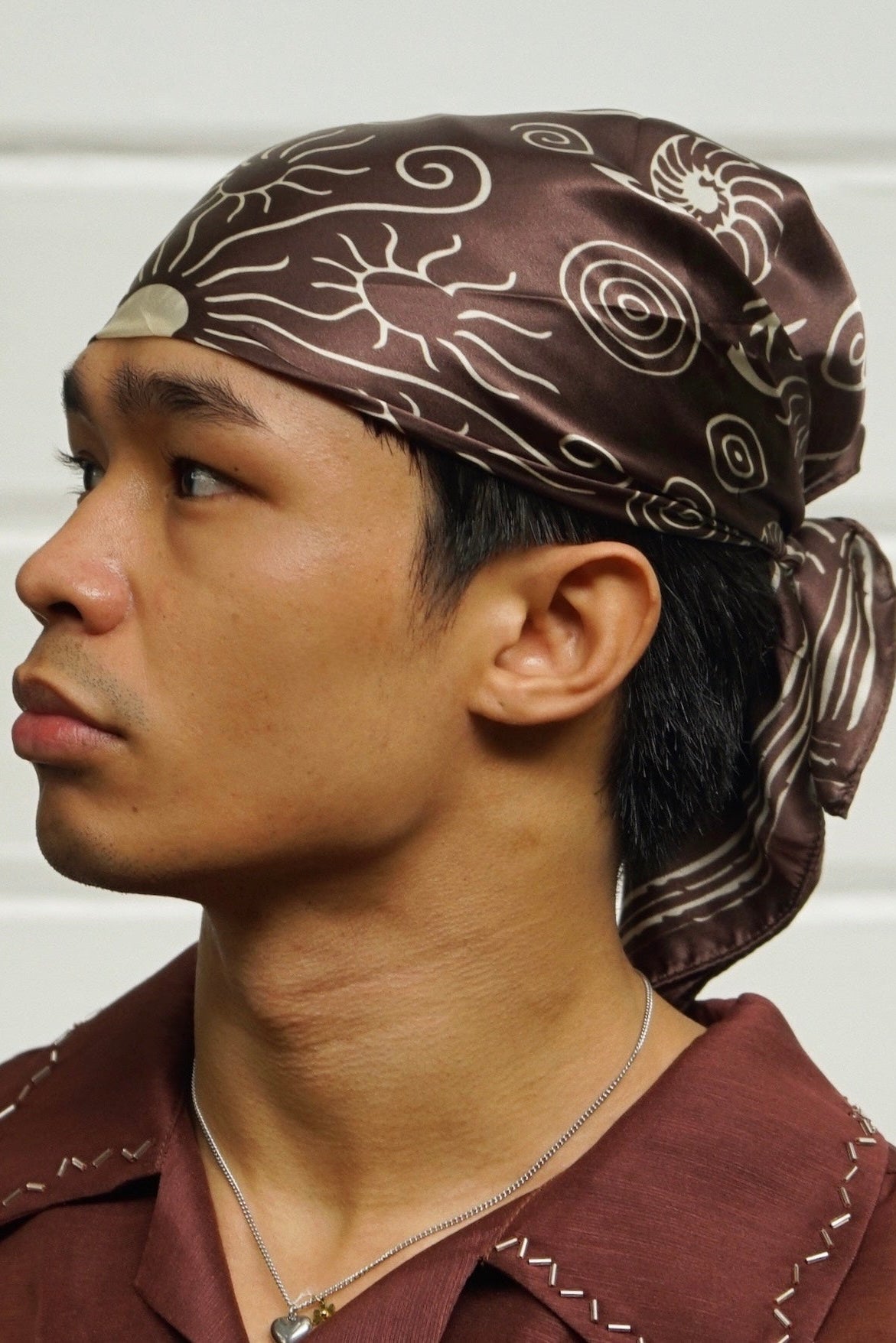 Sunscript Silk Scarf Umber