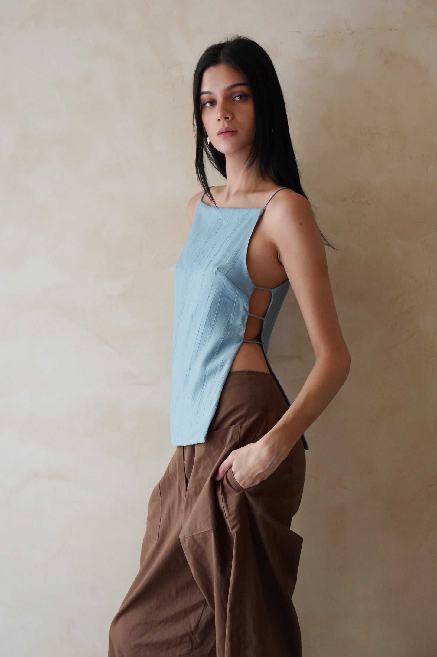 Strata Tunic Top Harbor Blue