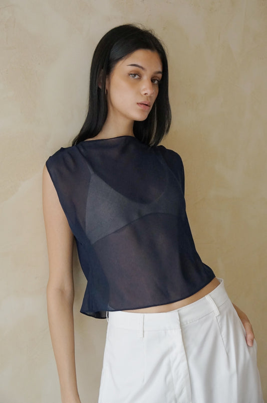 Sheer Bateau Top Navy