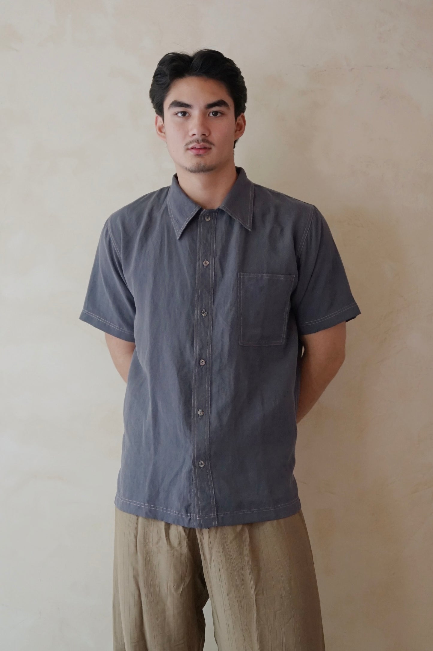 Contrast Stitch Shirt Charcoal