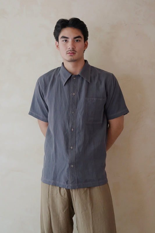 Contrast Stitch Shirt Charcoal