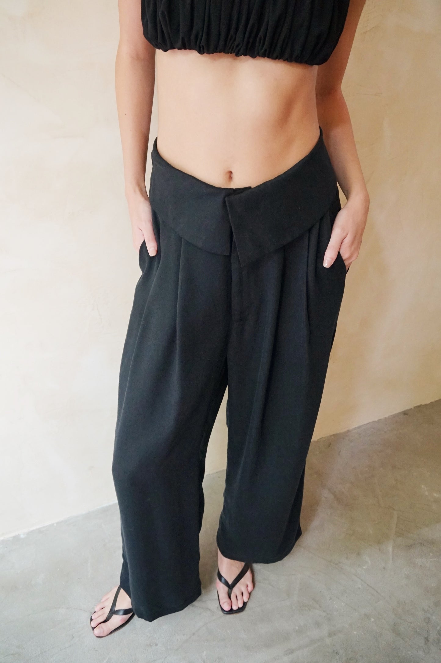 Foldover Pants Black