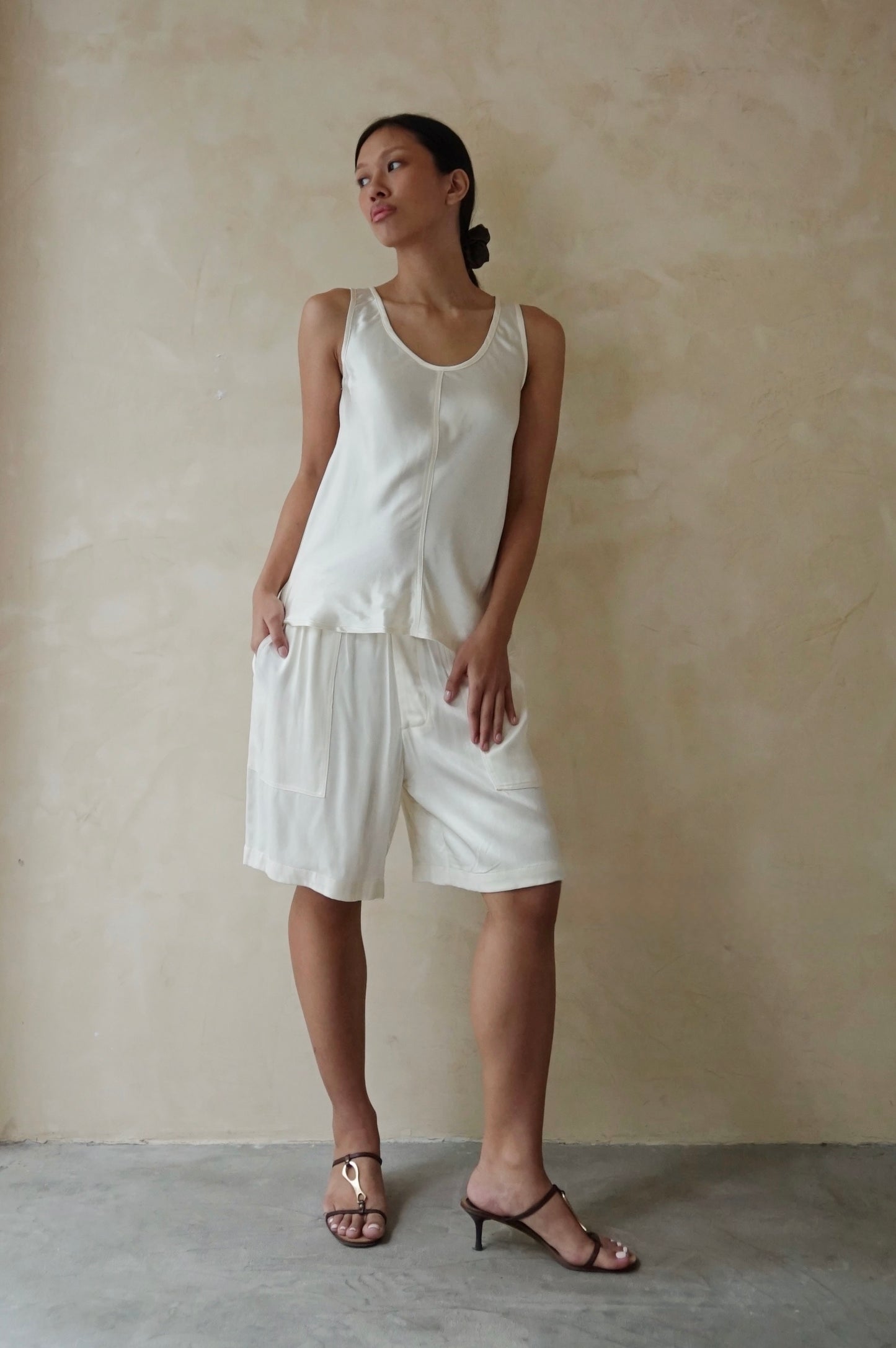 Unisex Patch Pocket Shorts Pearl