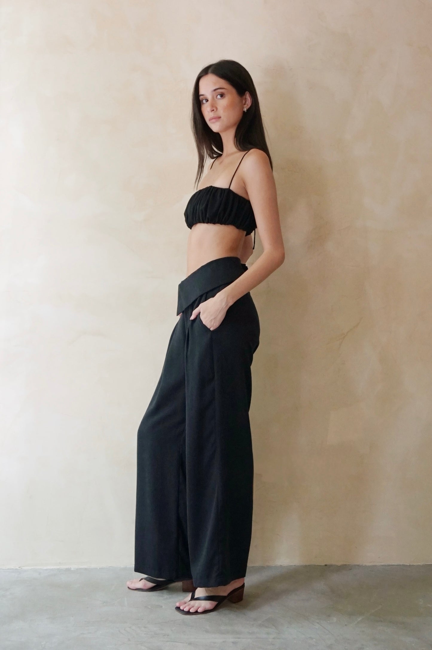 Foldover Pants Black