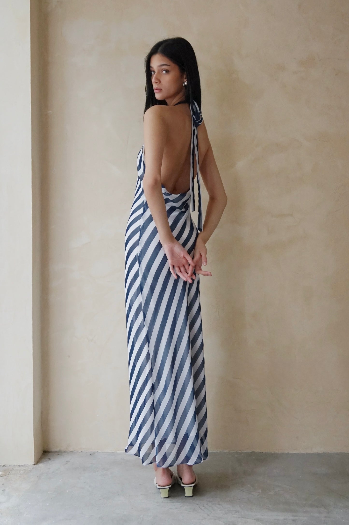 Clio Gown Navy Barcode