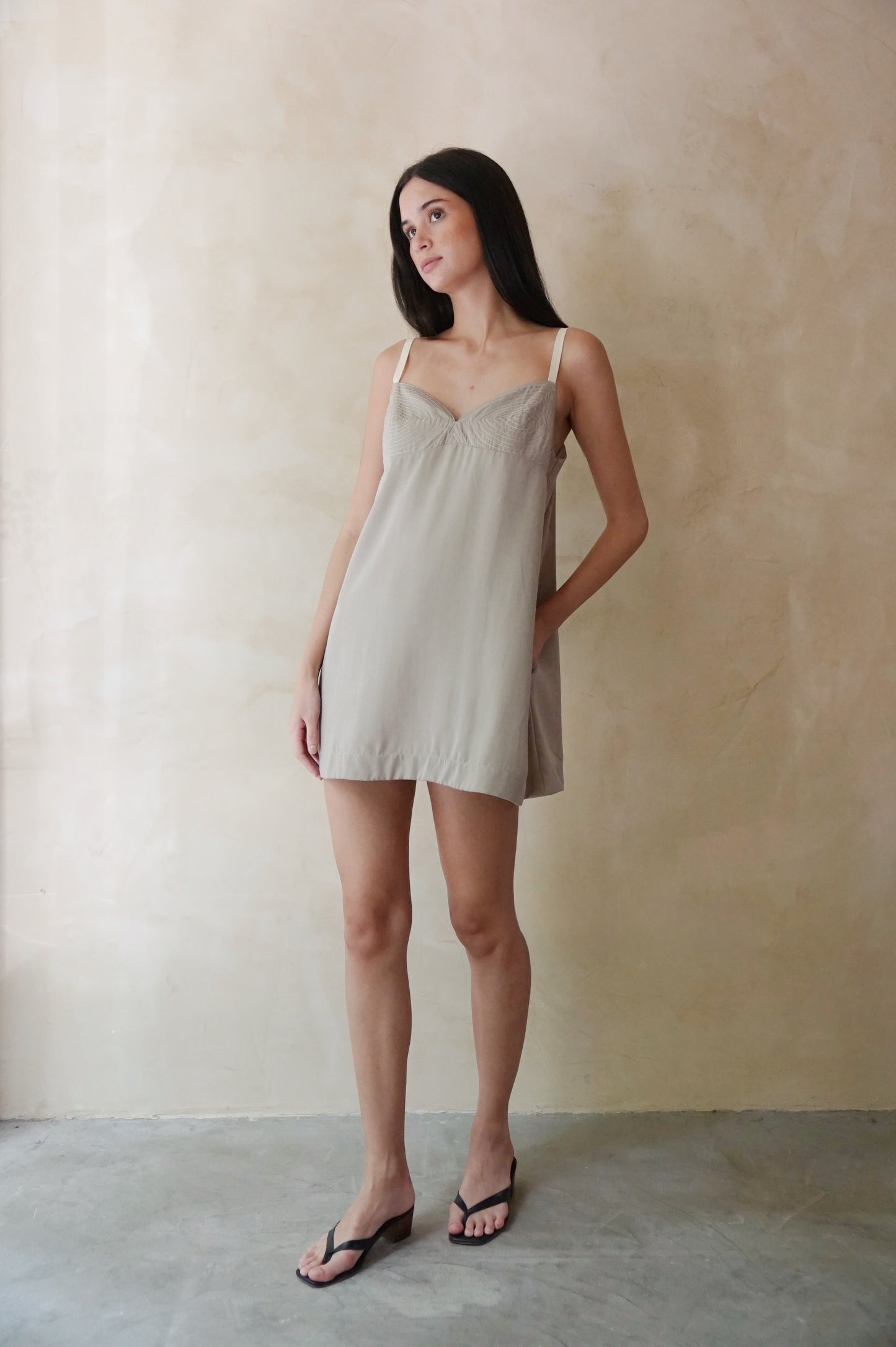 Coquille Shift Dress Tencel Latte