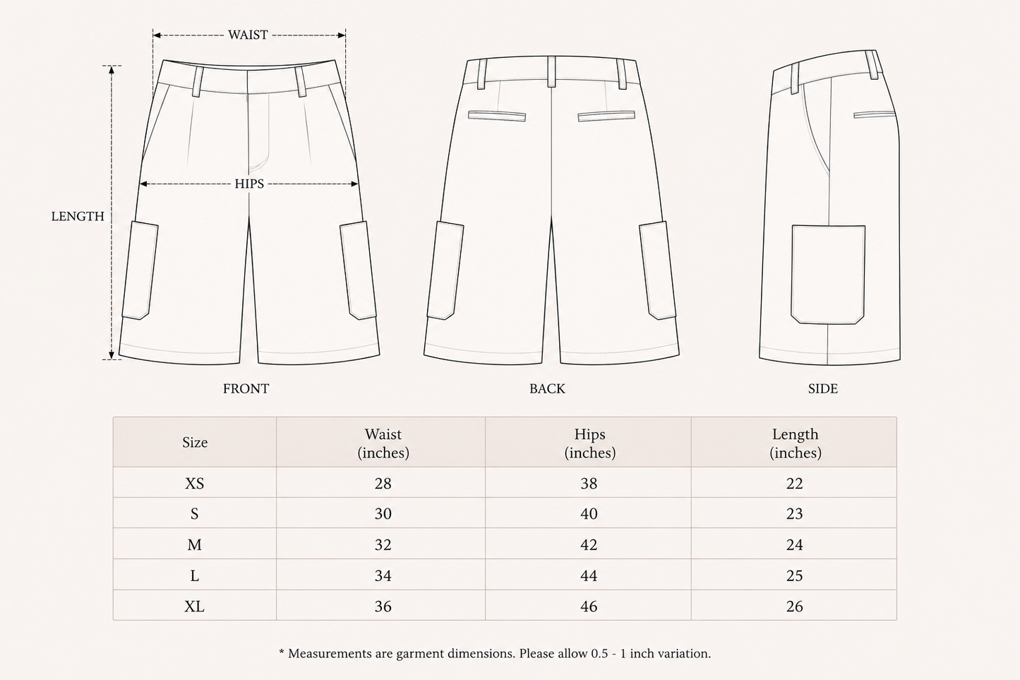 Unisex Cargo Shorts Moss