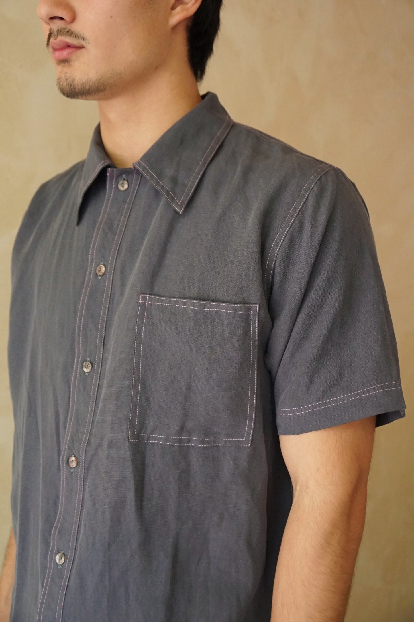 Contrast Stitch Shirt Charcoal