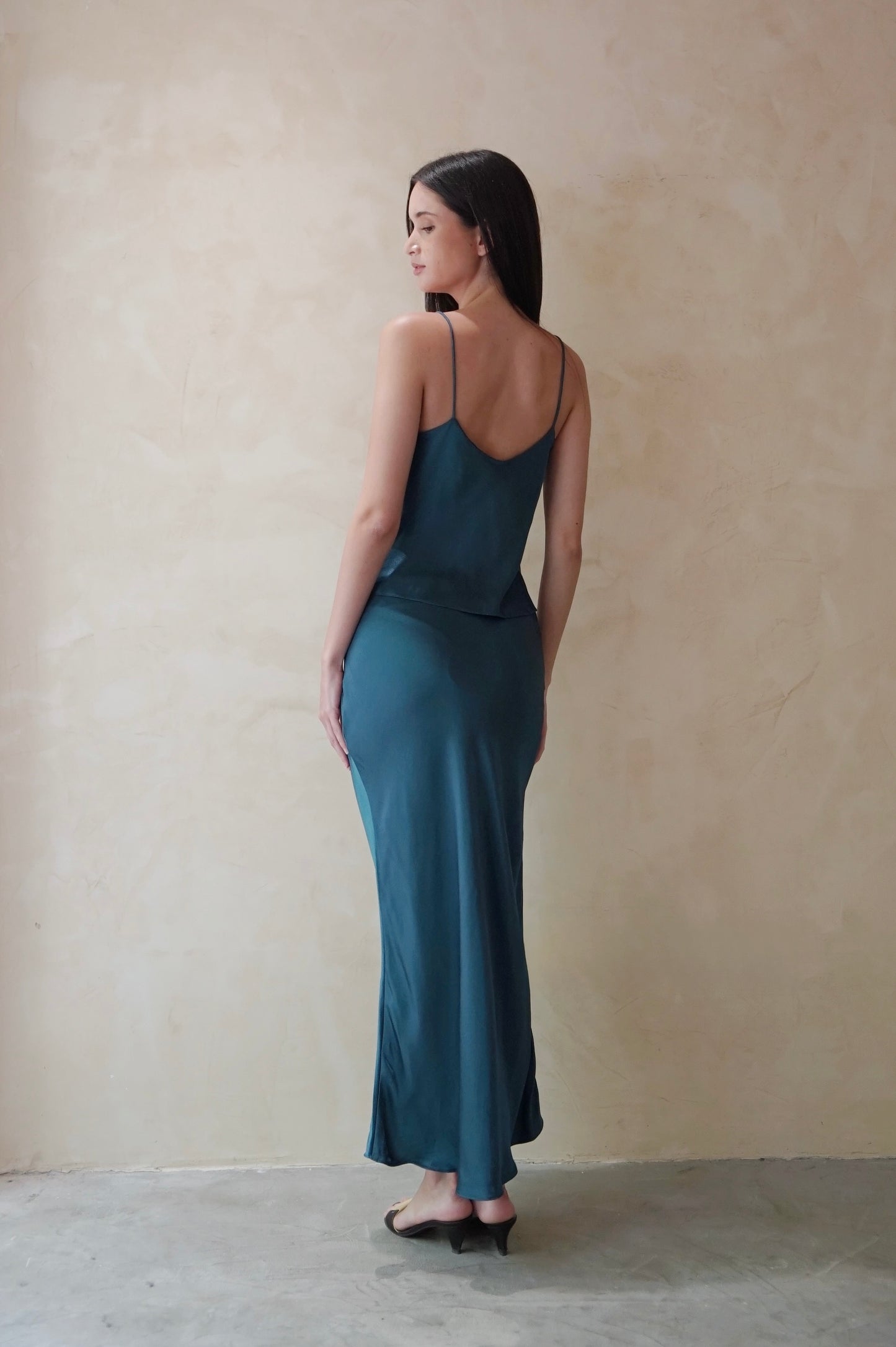 Bias Slip Skirt Mineral Blue