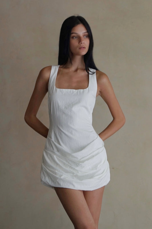 Cascade Mini Dress White