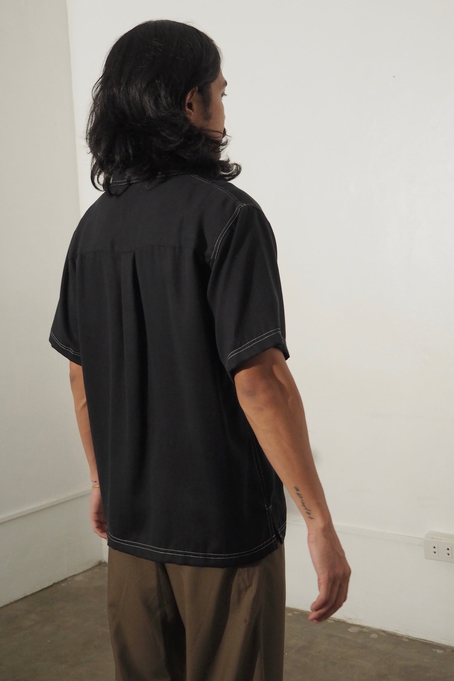 Contrast Stitch Shirt Black